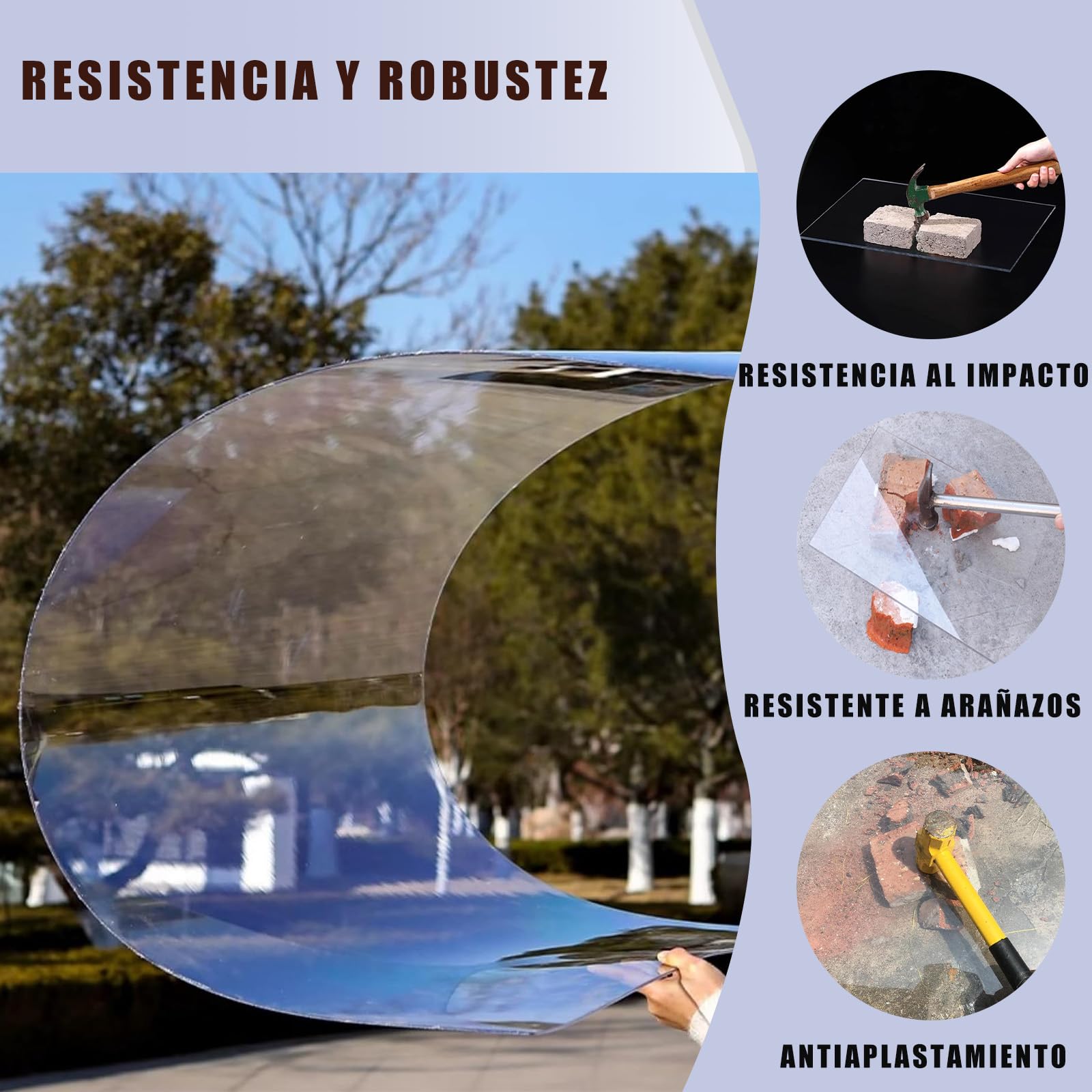 plancha metacrilato transparente(esp:1.2mm),paneles de policarbonato para invernaderos,Resistencia al calor,Excelente transmisión de luz,Protección UV,para ventanas de cobertizo,Vitrina