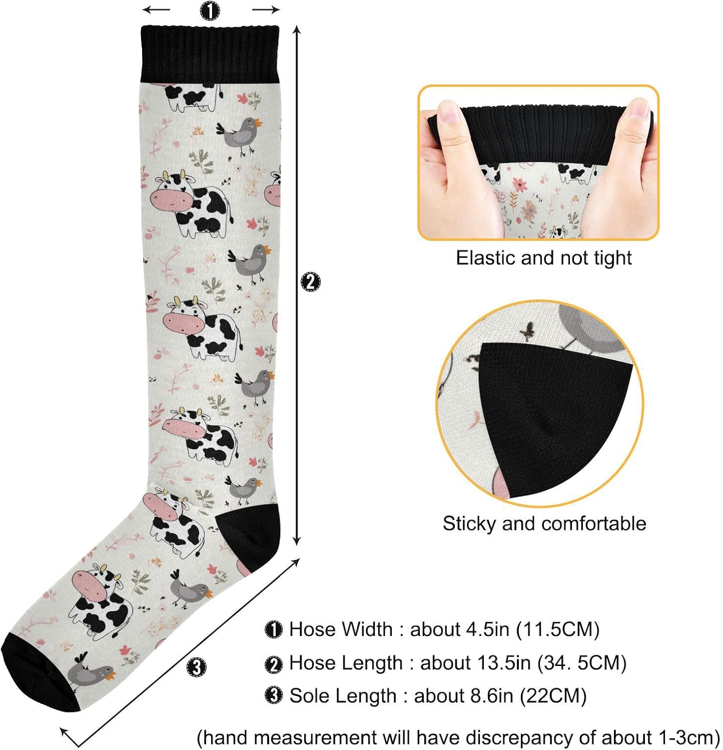 Wusikd Milk Cow Compression Socks for Women and Men Circulation Flowers Long Socks for Athletic Running 2 - Image 5