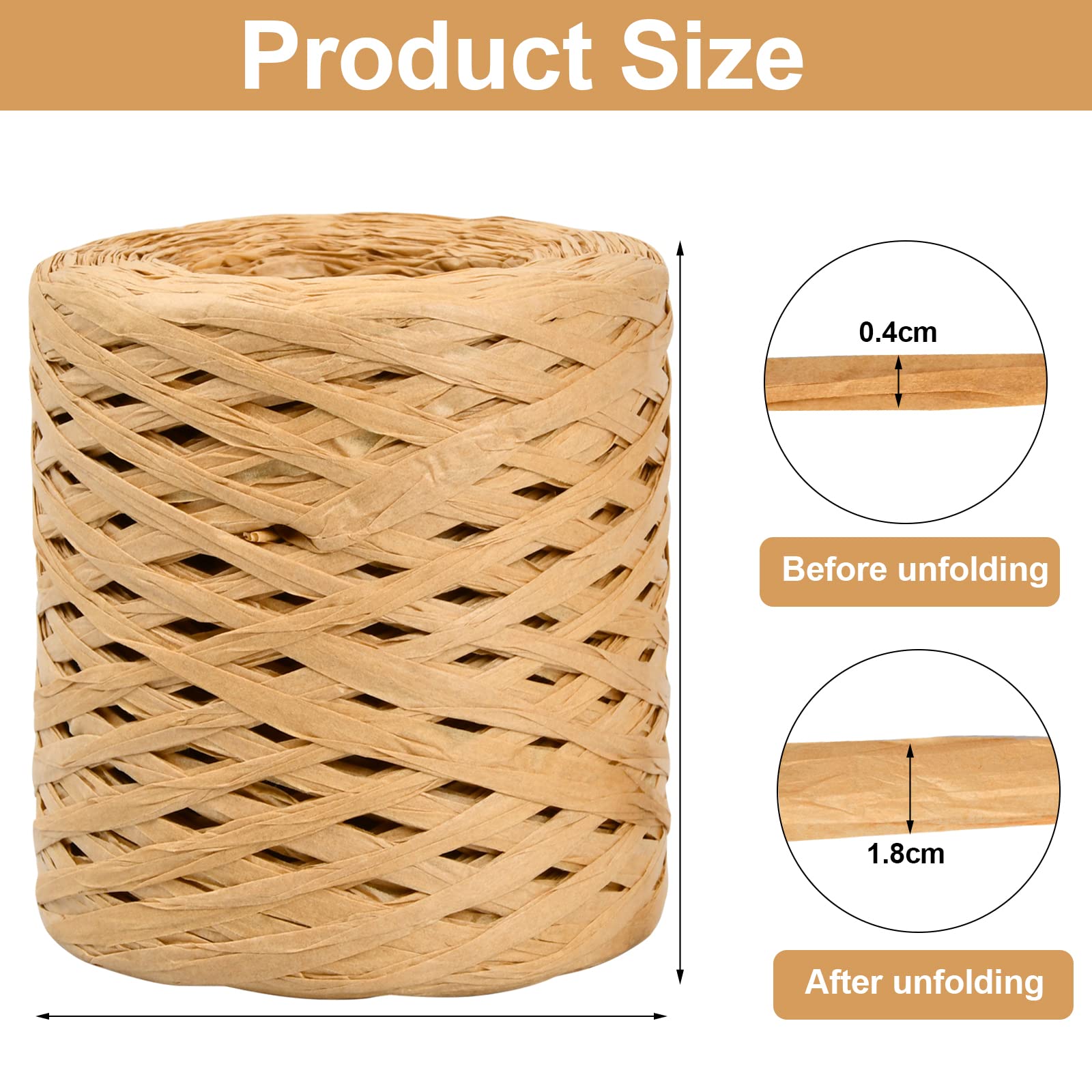 8 Rouleaux Rafia Coloré - 20m Par Rouleau - Papier Kraft - Pour Emballage Cadeau, Déco, DIY