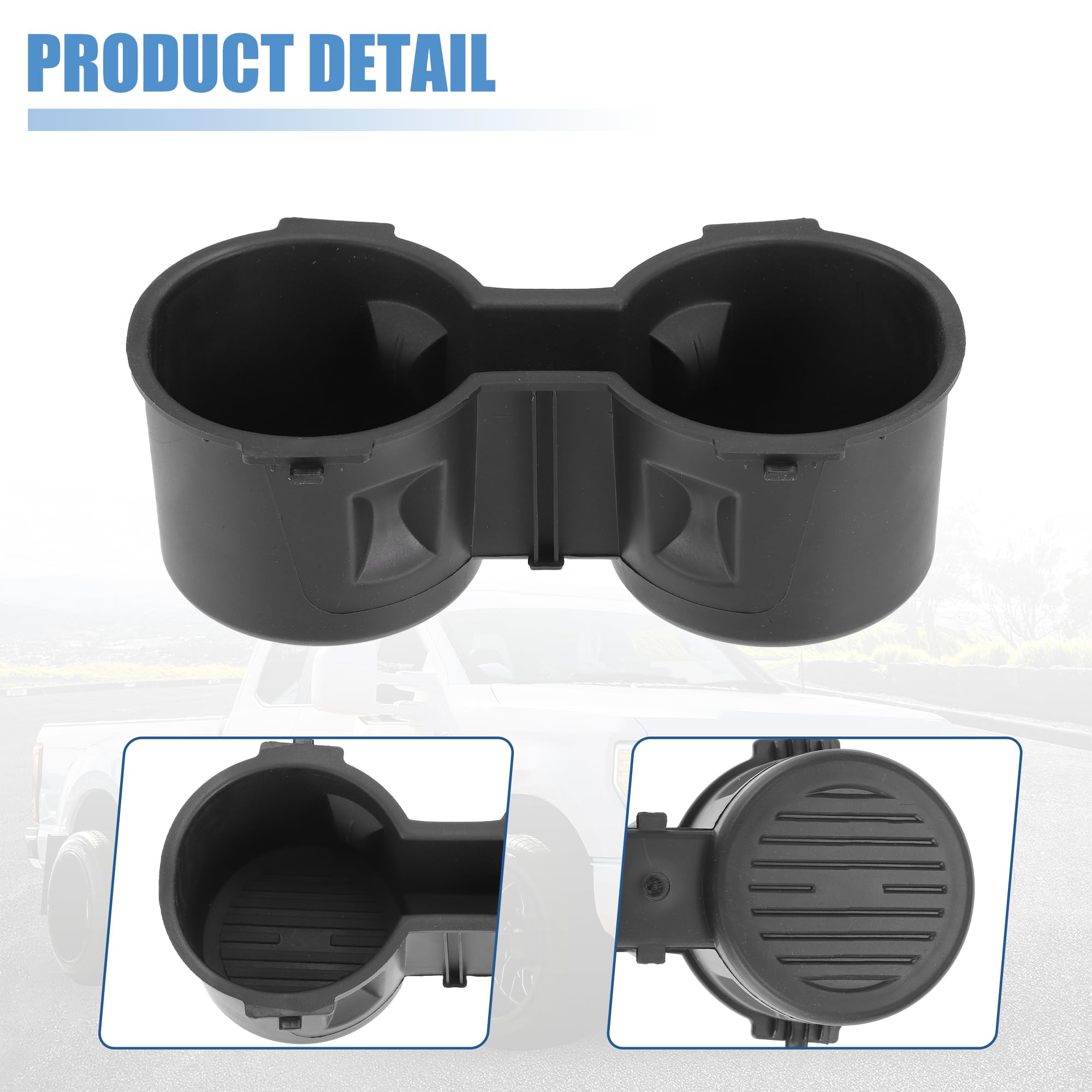 X AUTOHAUX Center Console Cup Holder Insert For Ford F-150/F-250/F-350 (2015-2019) – Black Rubber - View #11