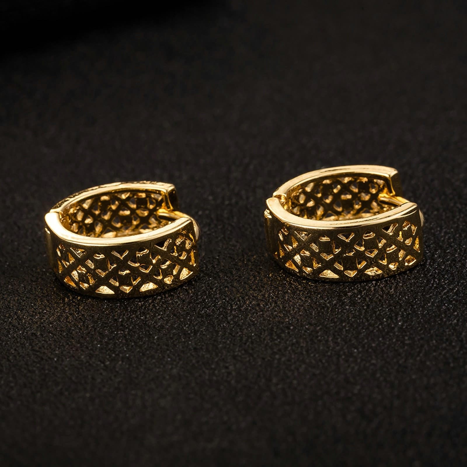 AMDXD Pendientes de mujer de oro amarillo 750 de 18 quilates, diseño hueco de círculo, pendientes de aro Au750, pendientes de aro para mujer, pequeños y auténticos