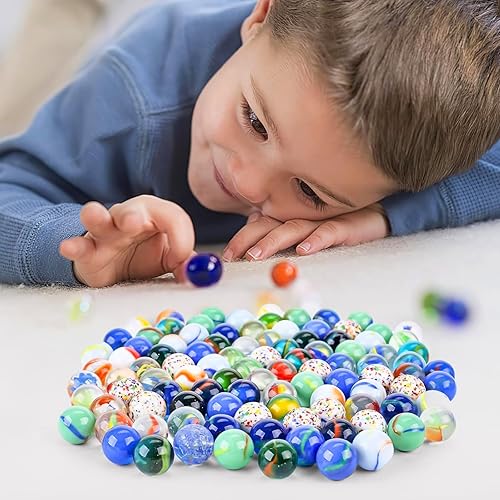 Miniatura 6 de POPLAY 160 canicas de vidrio para mezclar colores, canicas de 58 pulgadas a granel para niños, juegos de mármol, rellenos de jarrones, bricolaje