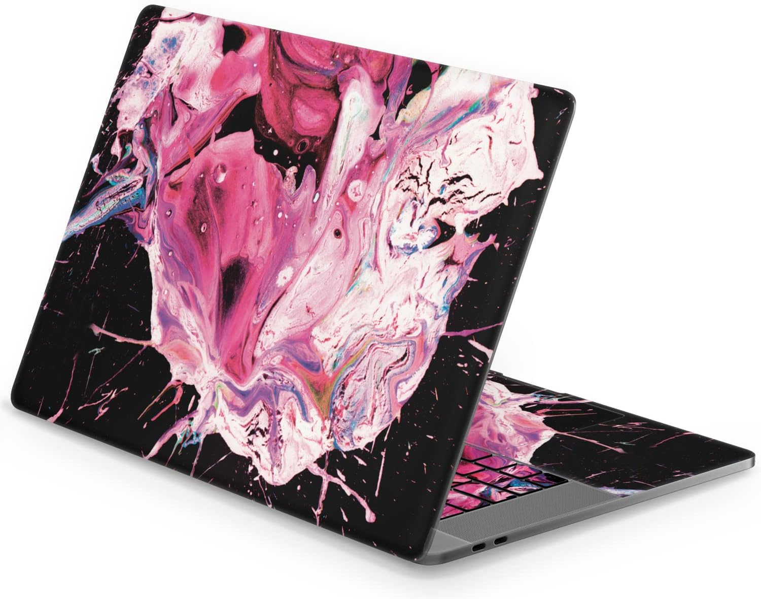 Mertak Vinyl Skin Compatible with MacBook Air 13 M2 M1 2023 2022 Pro 16 inch 15 14 2021 2020 2019 Top Wrap Touch Bar Pink Clear Laptop Trackpad Keyboard Paint Luxury Splash Abstract Cover Black