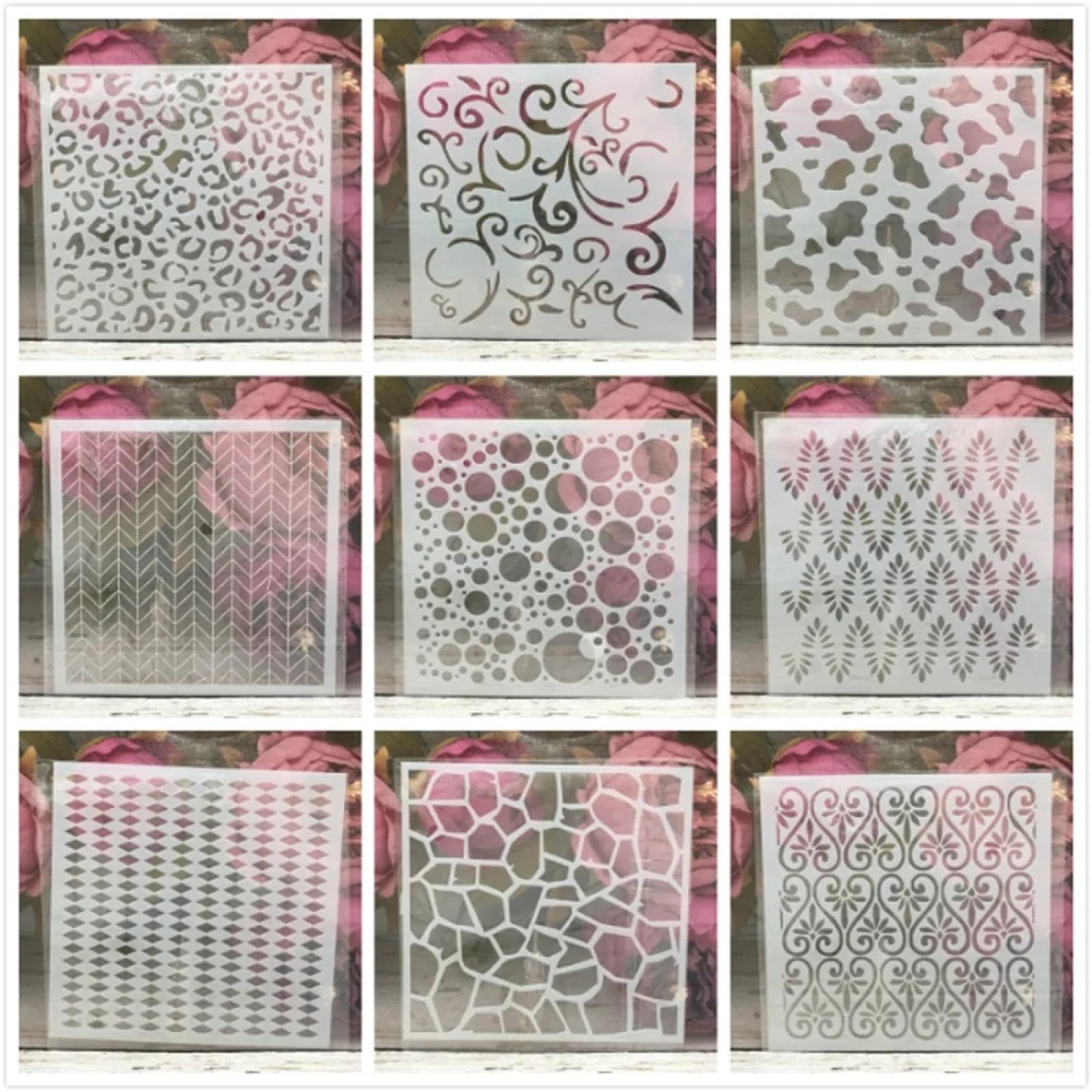 Plantillas para pintar sobre madera, 9 unidades, 13 cm, con textura de flecha, flecha, reutilizable, para pintar en madera, pared, puerta, lienzo, decoración del hogar