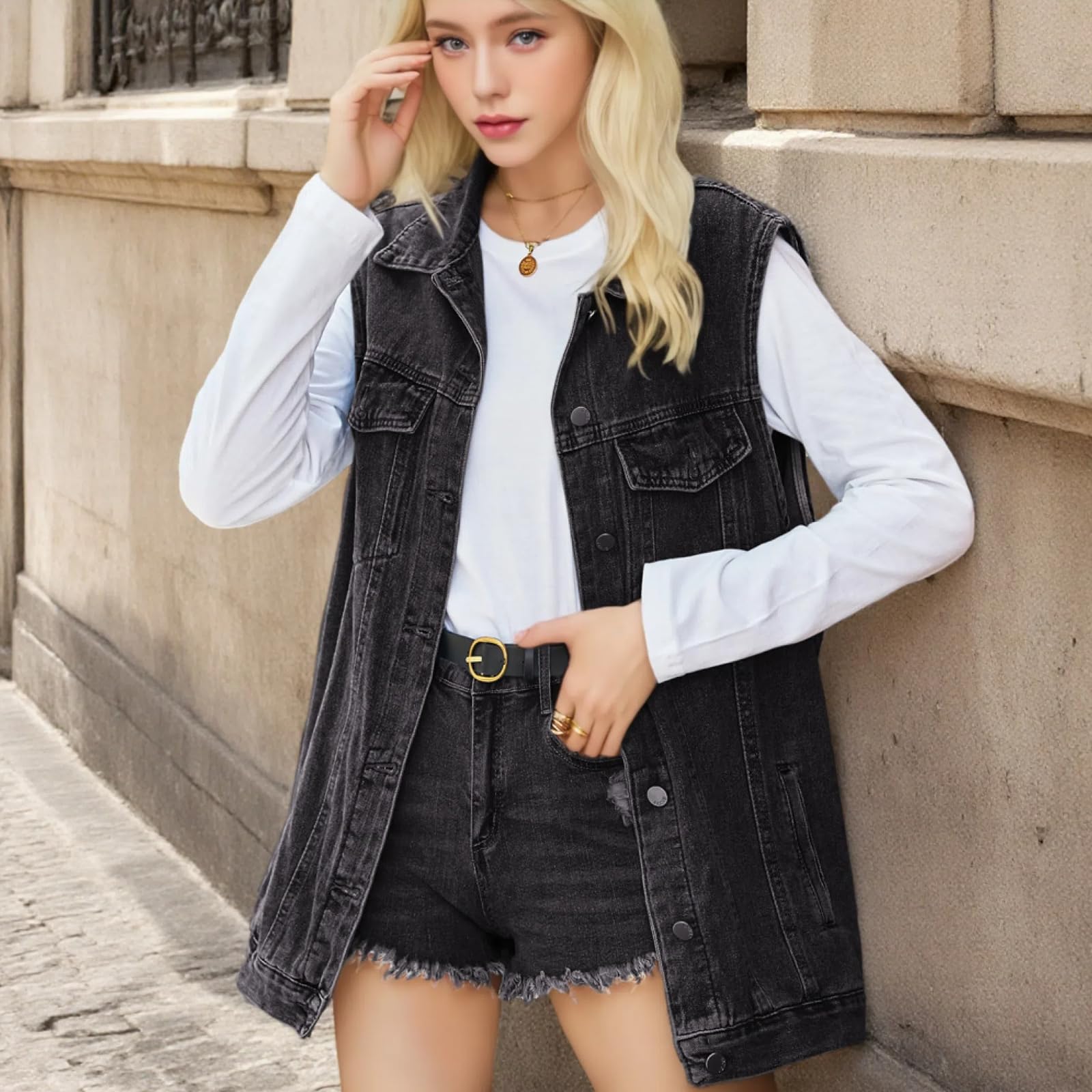 Damen Oversize Jeansweste