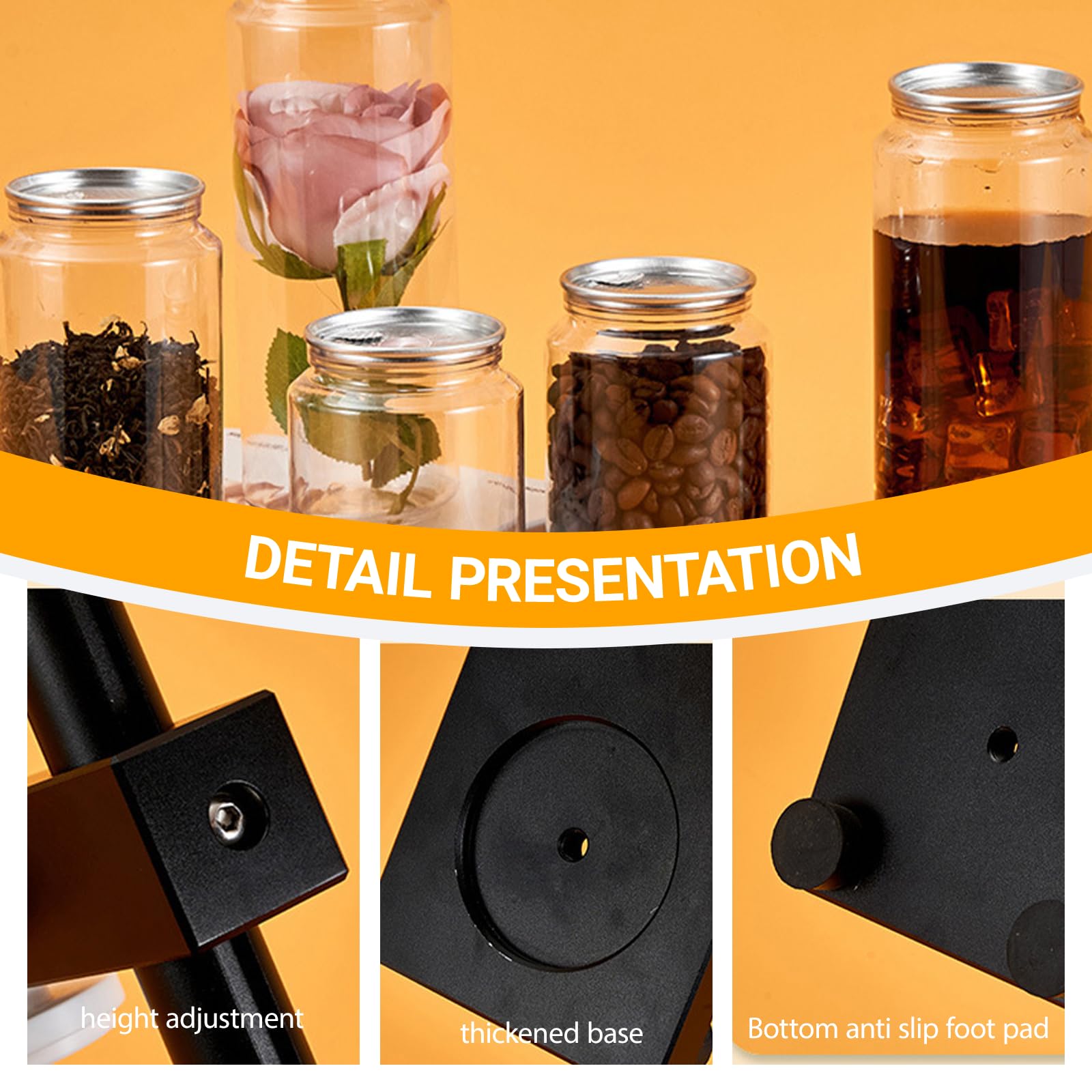 Scelleuse Manuelle Boîtes De Conserve, 20 Boîtesmin, De Scellage sous Vide, Diamètre 55 Mm, Bocaux De Moins De 17 Cm De Hauteur (bière, Jus, Café Et Sodas). Gold