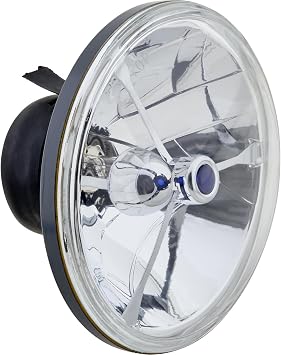 Speedway Motors 7 Inch Tri-Bar Halogen Headlights, 12V H4 High/Low Beam Design with Chrome Plated Housing and Thick Glass Lens, Classic Custom Hot Rod Replacement Headlight Pair