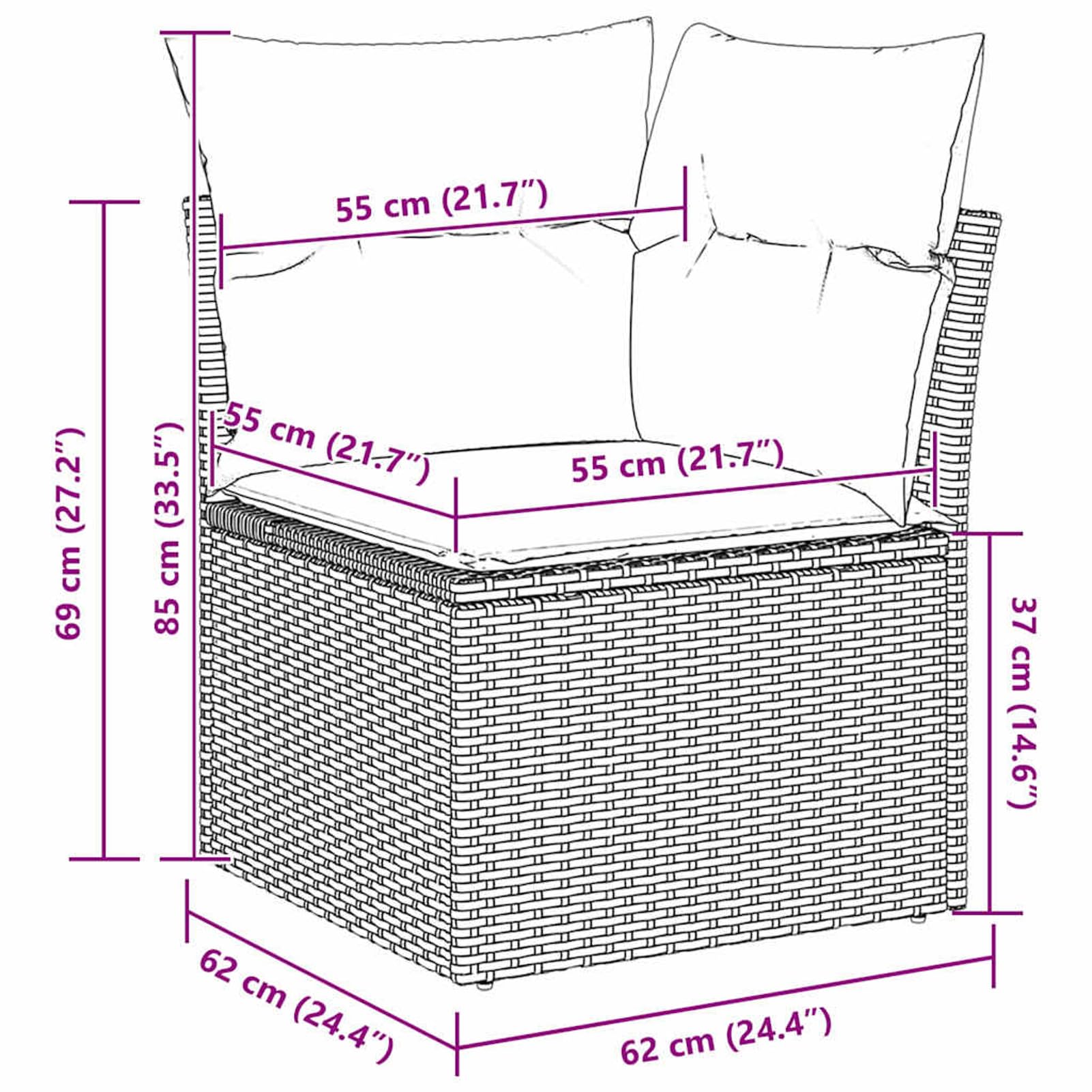 ATOMSTACK MAKER HOMELEN - Set di mobili da giardino in polyrattan, 7 pezzi, con cuscino, grigio e marrone, resistente alle intemperie, tavolo e sedie modulari, per terrazza, balcone, feste in giardino