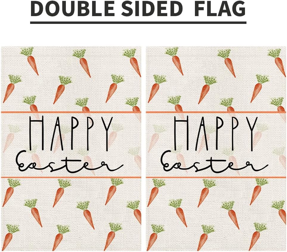 Happy Easter Carrots Garden Flag Burlap 12x18 Inch Double Sided Outside, Season Sign Small Flags Yard Outdoor Decoration DF690 - Image 7