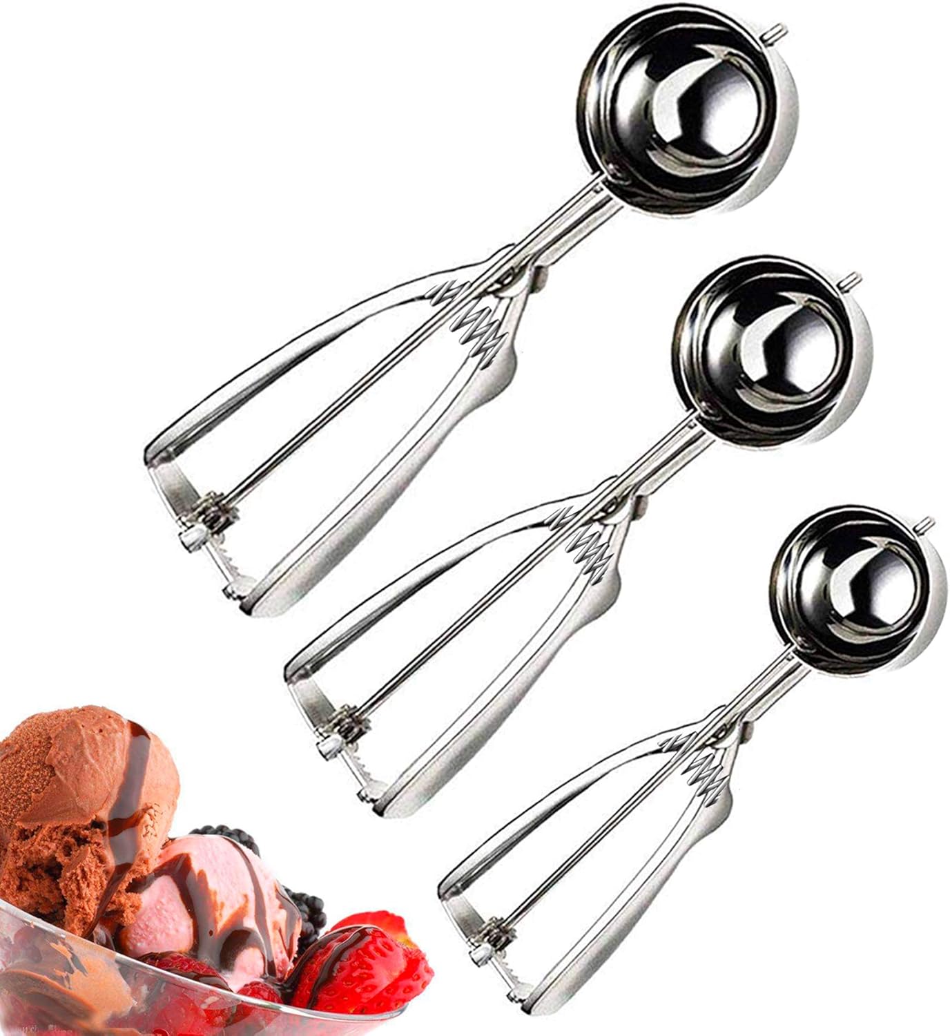 Cookie Scoop Set 3 PCS Stainless Steel Ice Cream Scoop