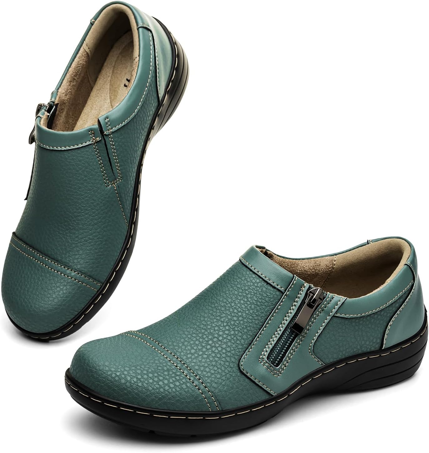 Women's Comfortable & Lightweight Leather Loafers Cute Slip On Dress Shoes for Women Business Casual Office Work Shoes Everyday Walking Flats - Image 8