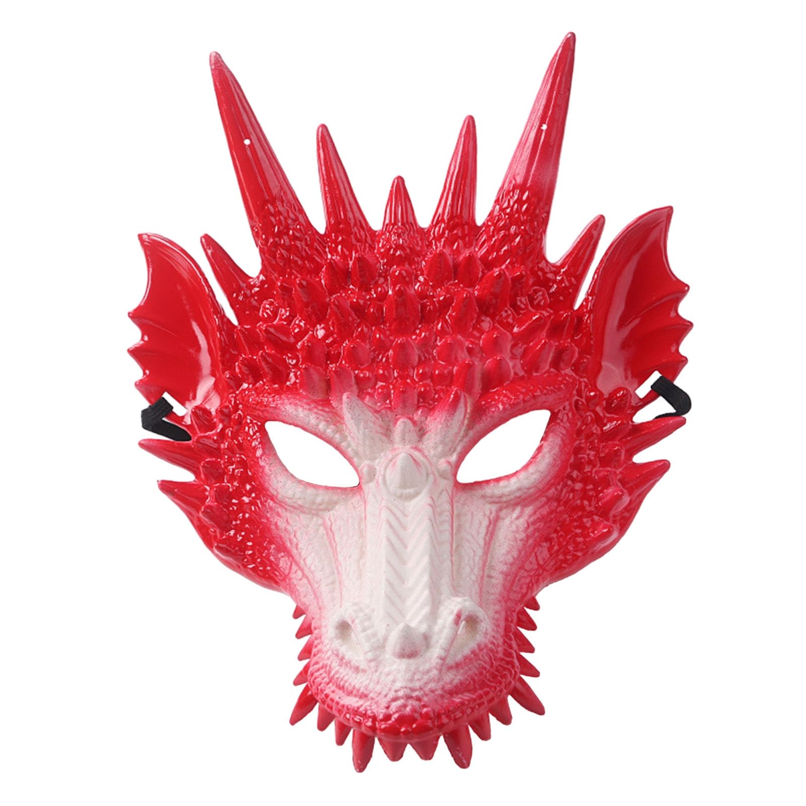 Altsuceser 3D Dragon-Mask, Cosplay-Mask Dragon's Head-Mask Scary Animal Half Face-Masks for Adults Men White & Red