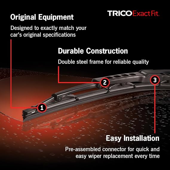 TRICO Exact Fit 24 Inch Pack of 1 Conventional Automotive Replacement Wiper Blade For Car (24-1)