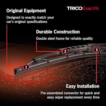 TRICO Exact Fit 24 Inch Pack of 1 Conventional Automotive Replacement Wiper Blade For Car (24-1)