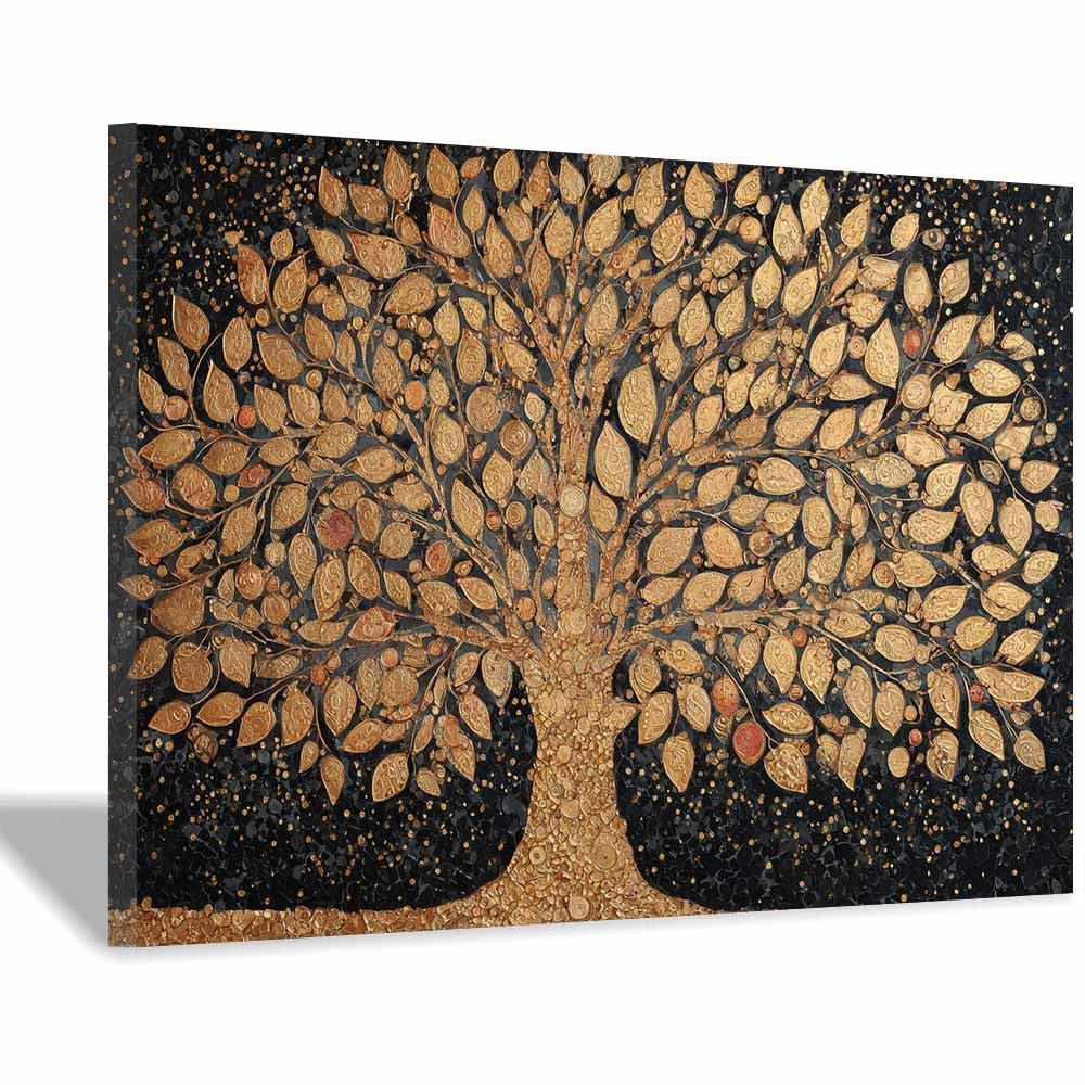 ZAMAEIU Tree of life wall decor Intricately inlaid trees On Canvas Prints Poster Pictures for Living Room Bedroom Home Office Wall Decoration(brown)-70x100cm Framed