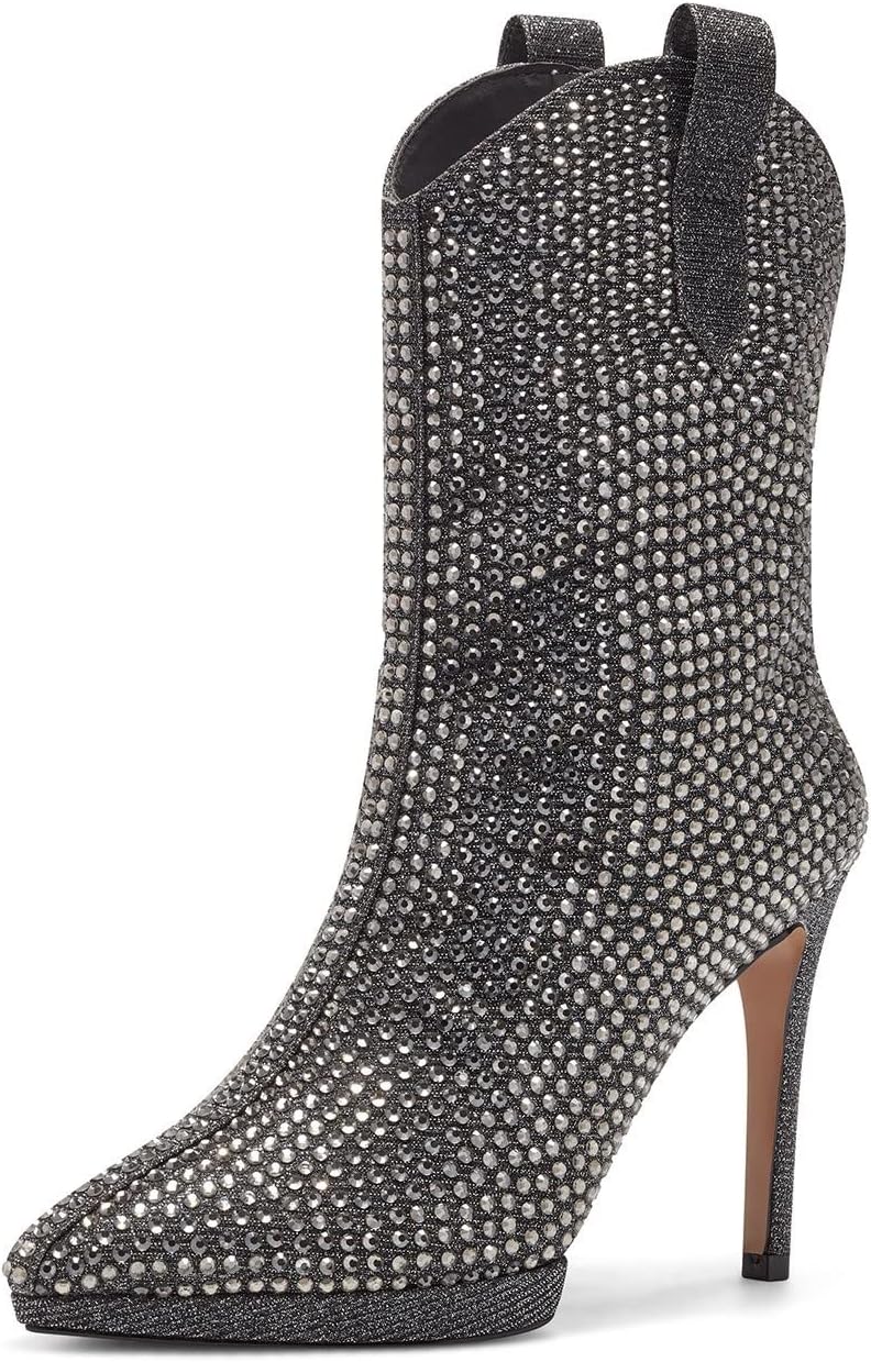 Jessica Simpson Womens Vianne Pointed Toe Ankle Boots Silver 5.5 Medium (B,M)