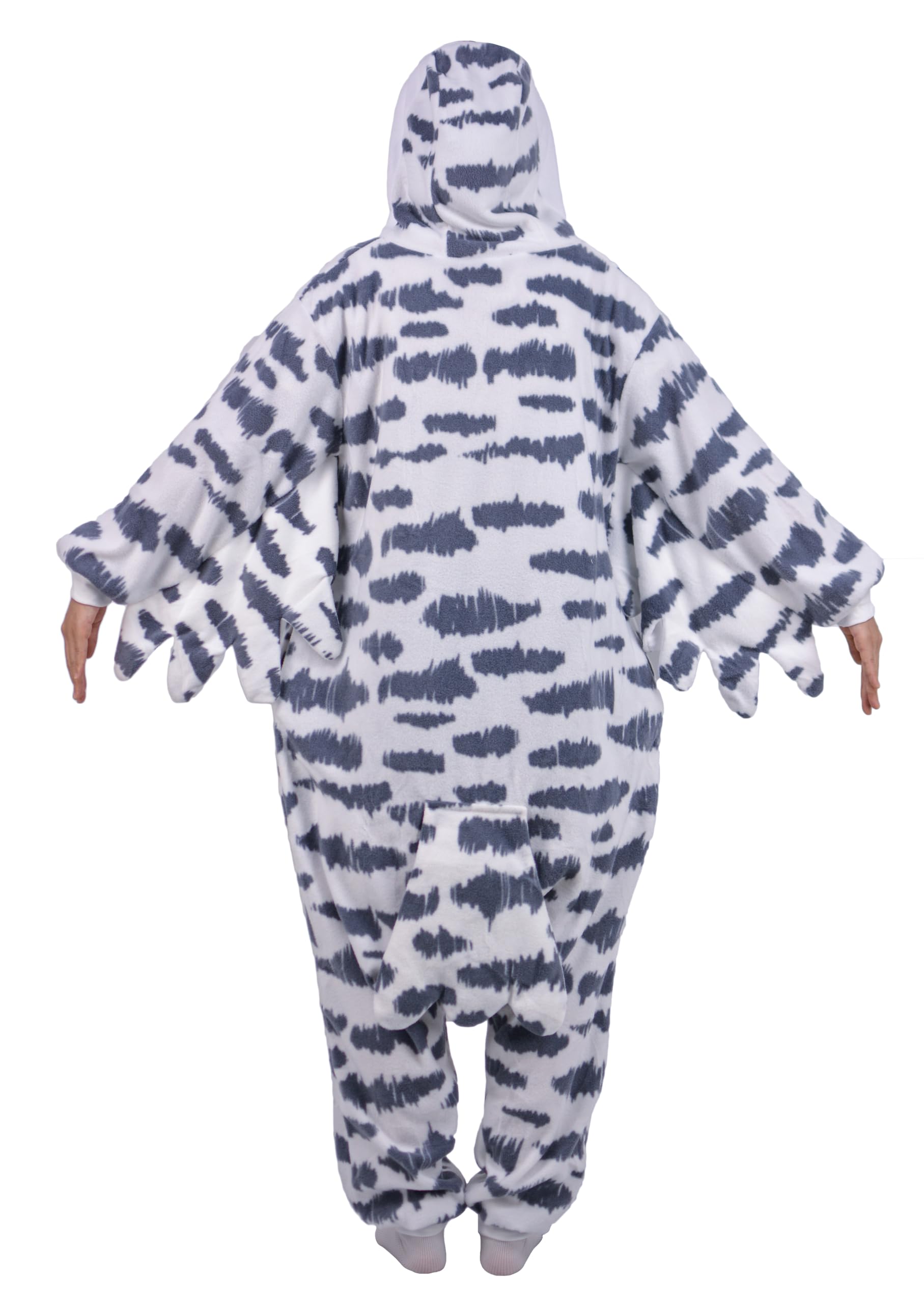 Onesie Costume Gufo di Neve Relaxo Jumpsuit Adulto Pigiama Donna Uomo Animale Uccello Snowy Owl Pigiama Natale Carnevale Halloween