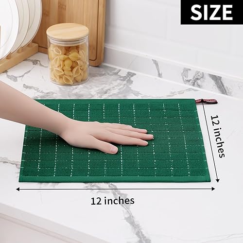 Miniatura 191 de Homaxy Toallas de cocina de rizo 100% algodón (gris oscuro, 13 x 28 pulgadas), diseño a cuadros, suaves y súper absorbentes, paquete de 6