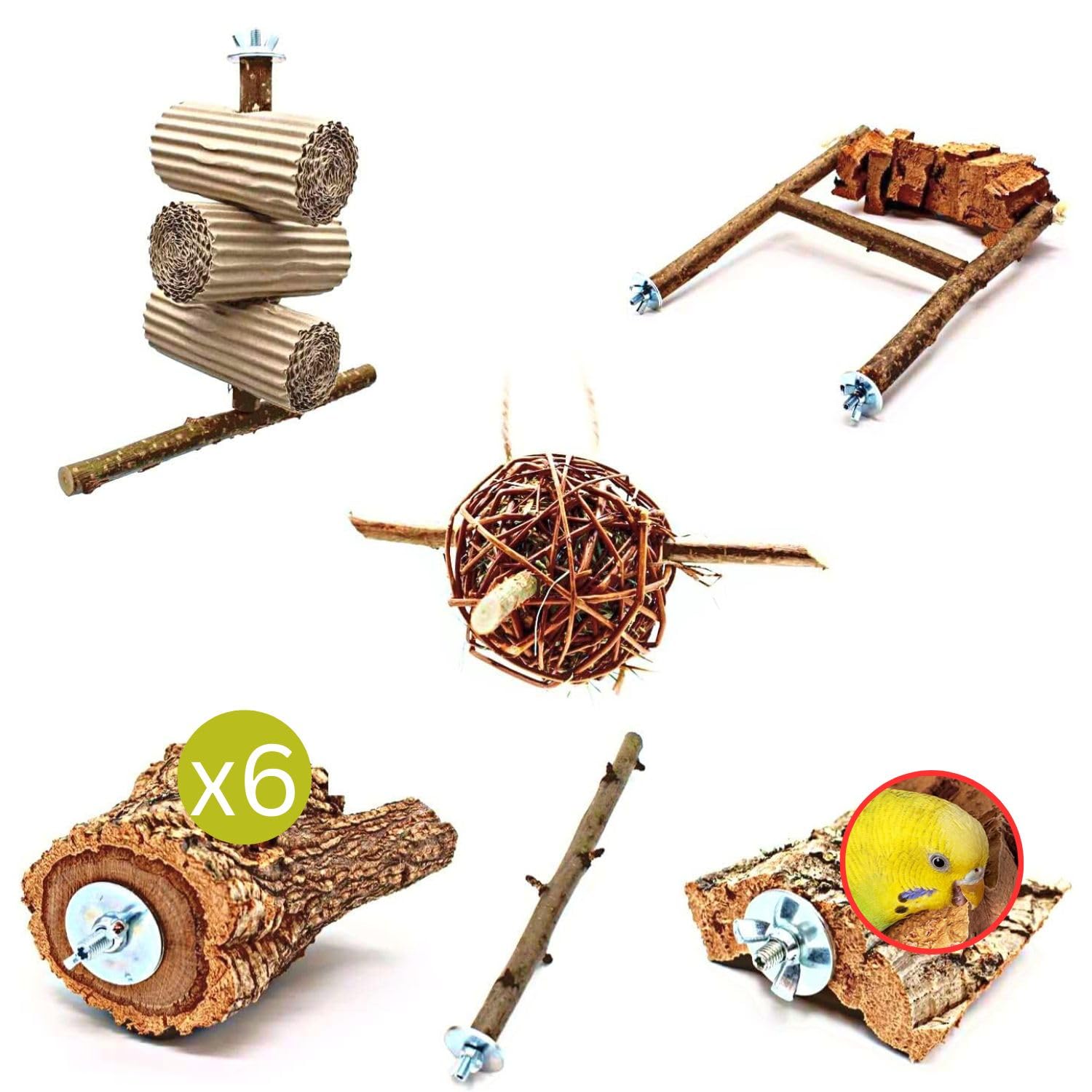 nymphensittich spielzeug basteln Vogelgaleria® 6 teiliges Schredder und Knabber Set für Vögel