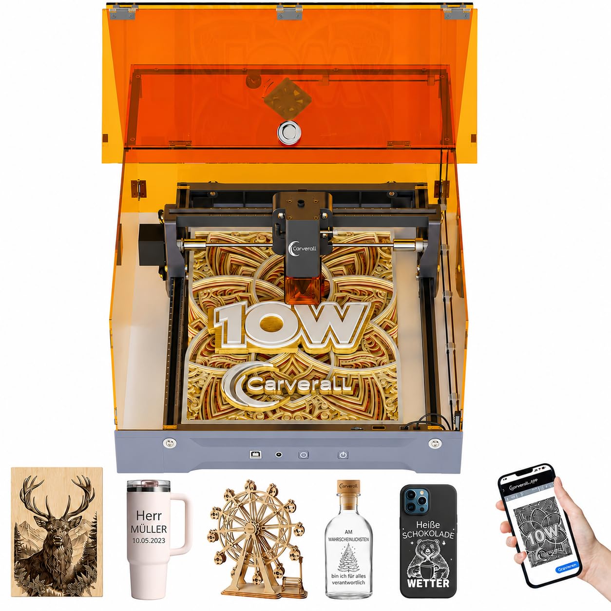 K15 Pro 10W Laser Graviermaschine & Cutter Wi-Fi App-Steuerung Klasse 1 A4 300x200mm 0,01mm Lasergravur-Maschine für Holz Acryl Metall Leder DIY Kleingewerbe