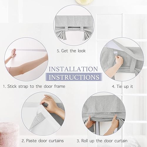 Miniatura 3 de RYB HOME Cortina para ventana pequeña de puerta francesa, blackout, proporciona privacidad, con aislamiento, 30 pulgadas de ancho x 40 de largo, 1