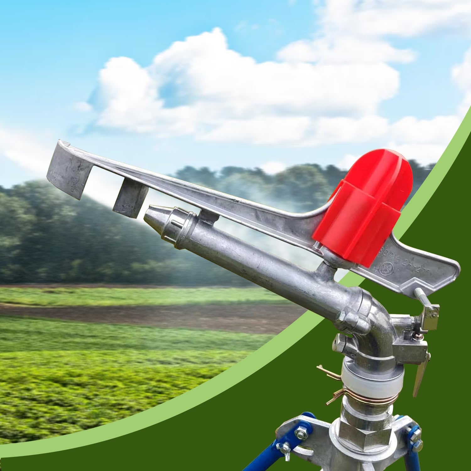 Sprinkler für Hof, 5,1 cm Rasensprenger Wassersprühpistole, große Fläche, Landwirtschaft, Bewässerung, Wassersprinkler für Rasen, Langstrecken-Gartensprüher, 360 Grad verstellbar