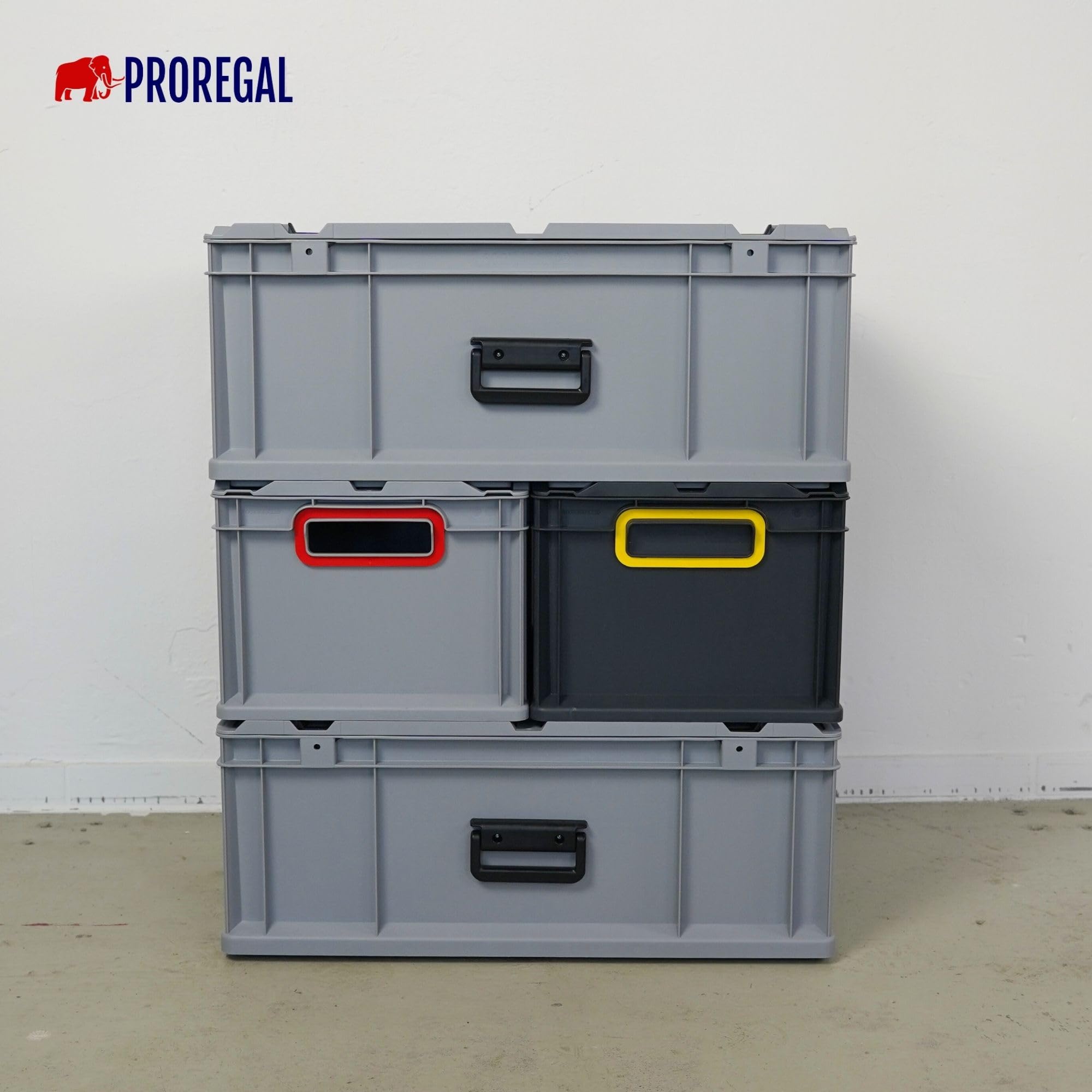 PROREGAL SuperSparSet 10x Eurobox NextGen Color | HxBxT 17x30x40cm | 16 Liter | Griffe blau geschlossen | Glatter Boden | Eurobehälter, Transportbox, Transportbehälter, Stapelbehälter