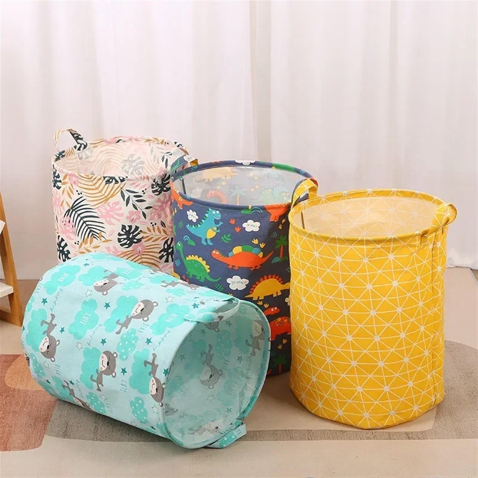 Panier à linge Portable pliable, sac de rangement de linge à domicile, panier en coton et lin for jouets, panier à vêtements sales, grand Corbeille a Linge pour chambre à coucher, salle de(Style 3)
