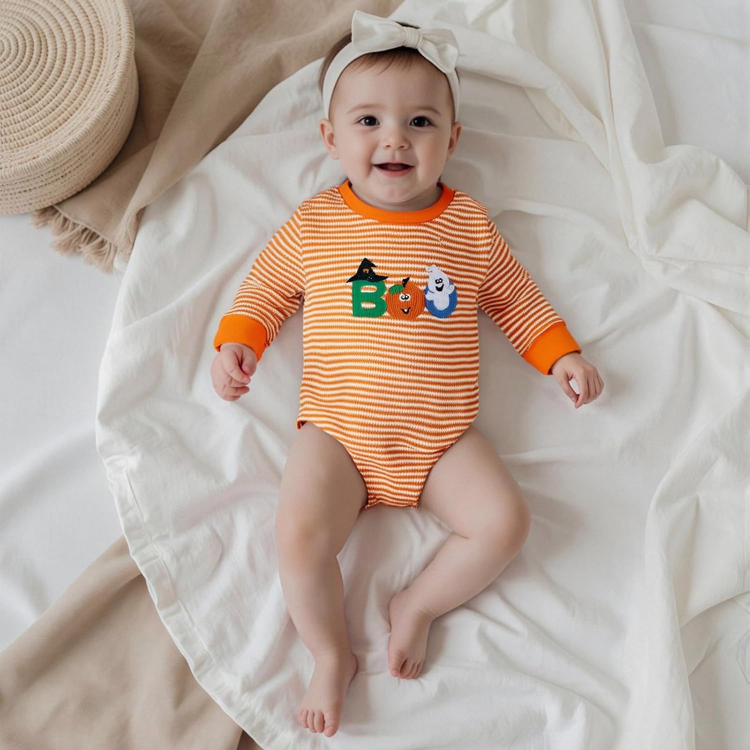 Kavousa Baby Boy Clothes Baby Halloween Outfit Baby Sweatshirt Romper Fall Winter Cute Infant Clothing