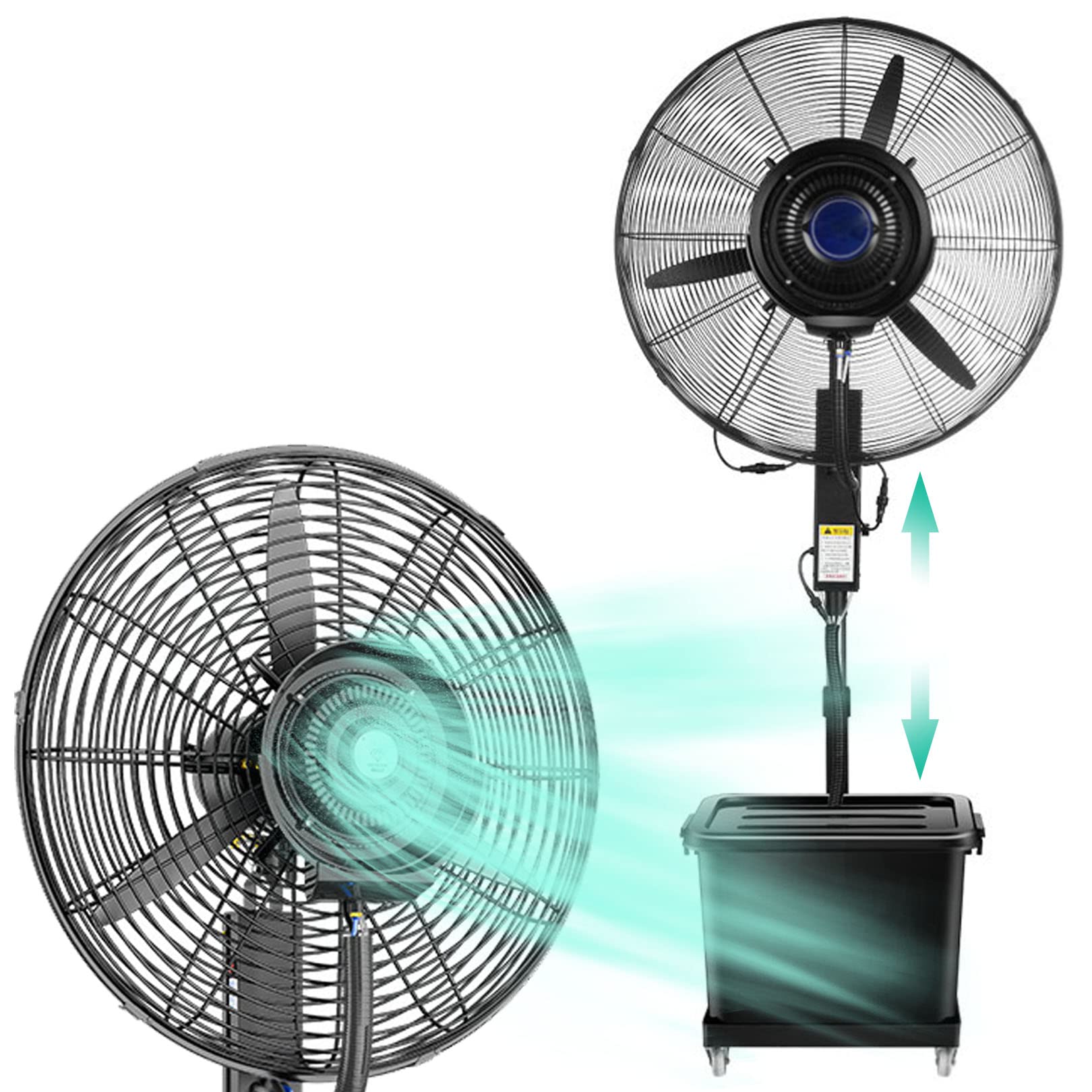 JKJZSALJ Misting Fan Outdoor Pedestal Fan With Mist,90°Oscillation,3 Power Settings,12 Gallon Large Capacity Tank,Height Adjustable,Industrial Standing Mister,71Cm/28In,71cm/28in