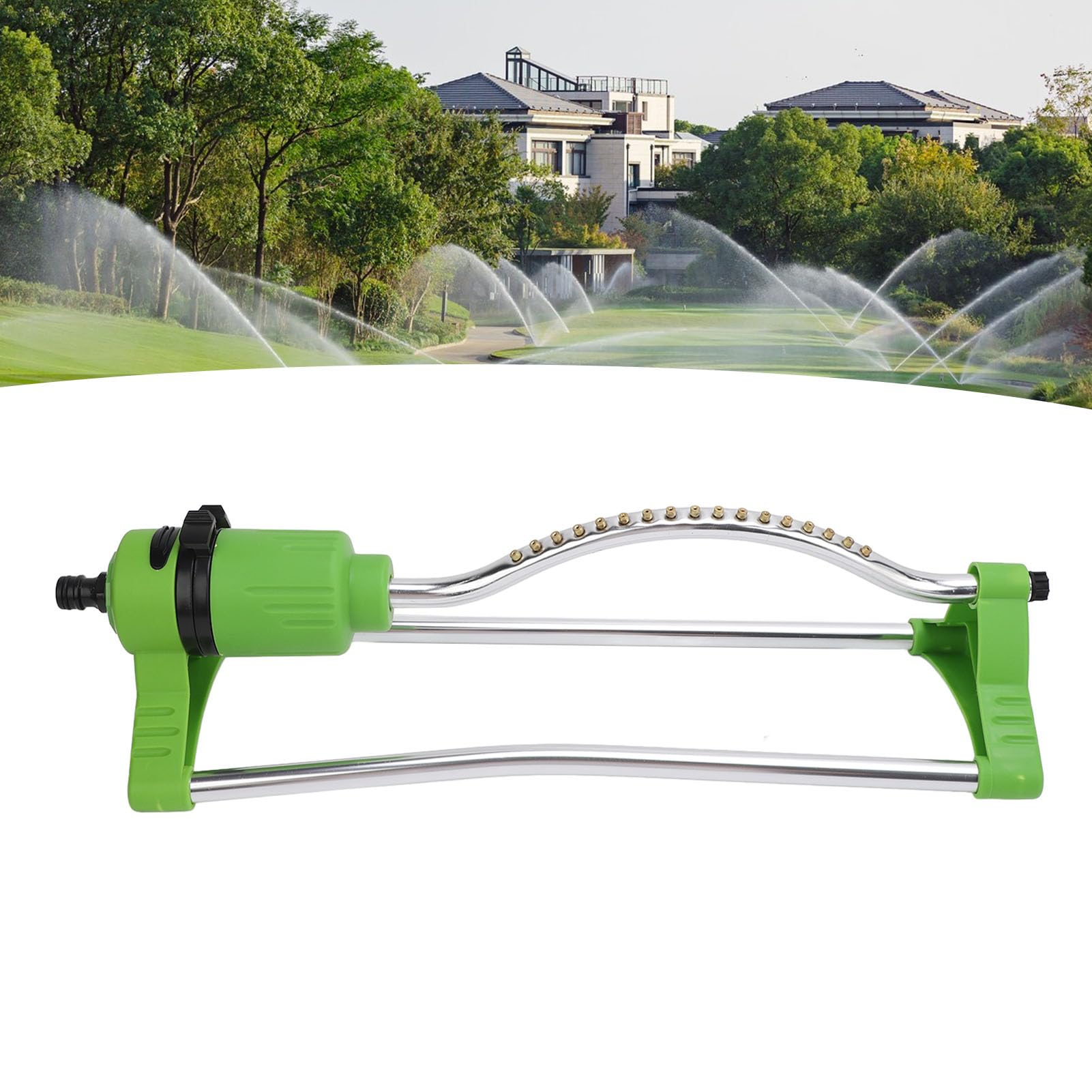 Irrigatore oscillante per prato 17 fori Irrigatore oscillante automatico regolabile per irrigazione Strumento di irrigazione per giardino ABS Lega di alluminio Rame 46x15x1