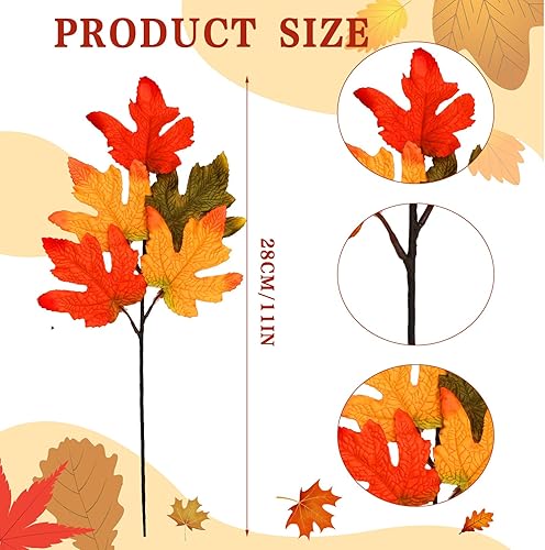 Miniatura 9 de Ceenna 16 paquetes de flores artificiales de otoño para decoración al aire libre, selecciones florales, tallo falso, hojas de eucalipto, plantas