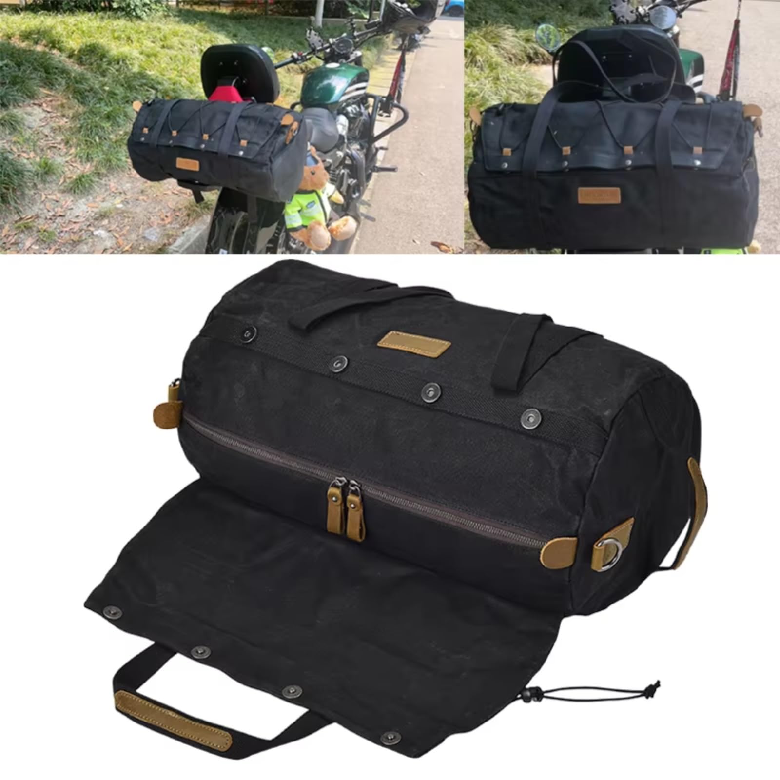 Motorrad Satteltasche Kompatibel Mit Motorrad-Hecktaschen, wasserdichte Motorrad-Hecktasche, Gepäckträgertasche, Aufbewahrungstaschen, Gepäcktasche, Universal(Black)