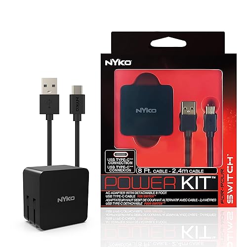 Nyko Switch Power Kit - Portable AC Adapter for Nintendo Switch, Switch Lite, and OLED Switch - Charger Cable and Power Cord, Detachable, Compact,