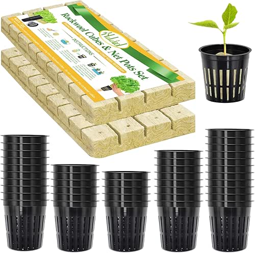 Halatool 72PCS 1.2 Inch Rockwool Cubes with 56PCS 2 Inch
