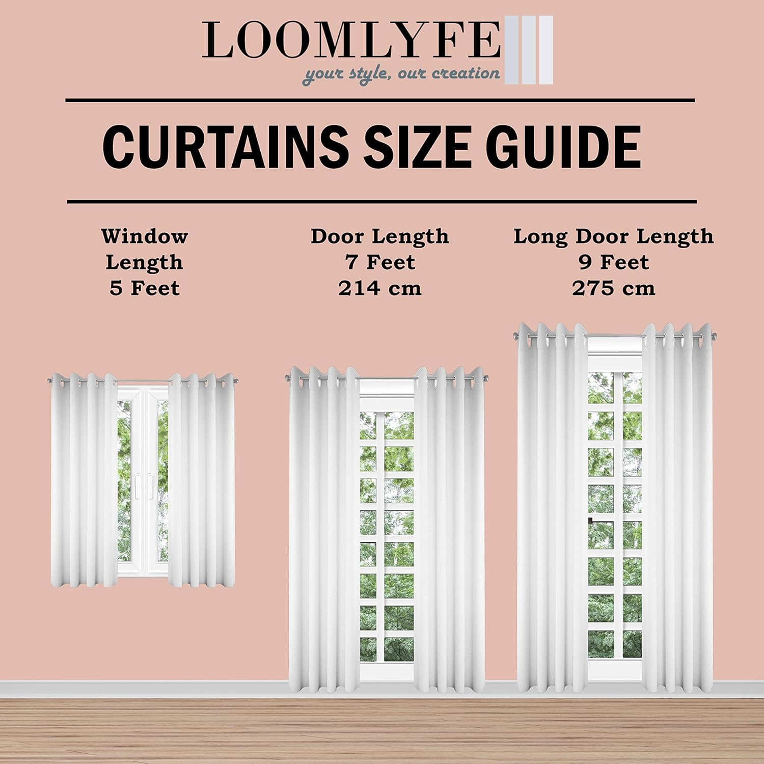 LOOMLYFE opaque Super Soft Brushed Microfiber Cotton Door Curtains, 48X84(Inches) 7 Feet,Living Room,Grommet Curtain Panel,Pack of 2 Panel Door Curtains - Pink Flower 1