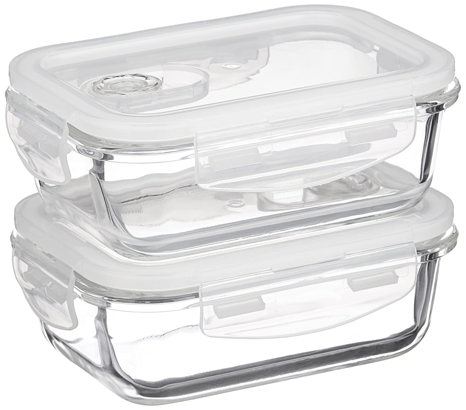 Amazon brand – Solimo borosilicate glass container kitchen/tiffin, 2, rectangle (370 ml each) with air -concentration lids, transparent Amazon brand – Solimo borosilicate glass container kitchen/tiffin, 2, rectangle (370 ml each) with air -concentration lids, transparent