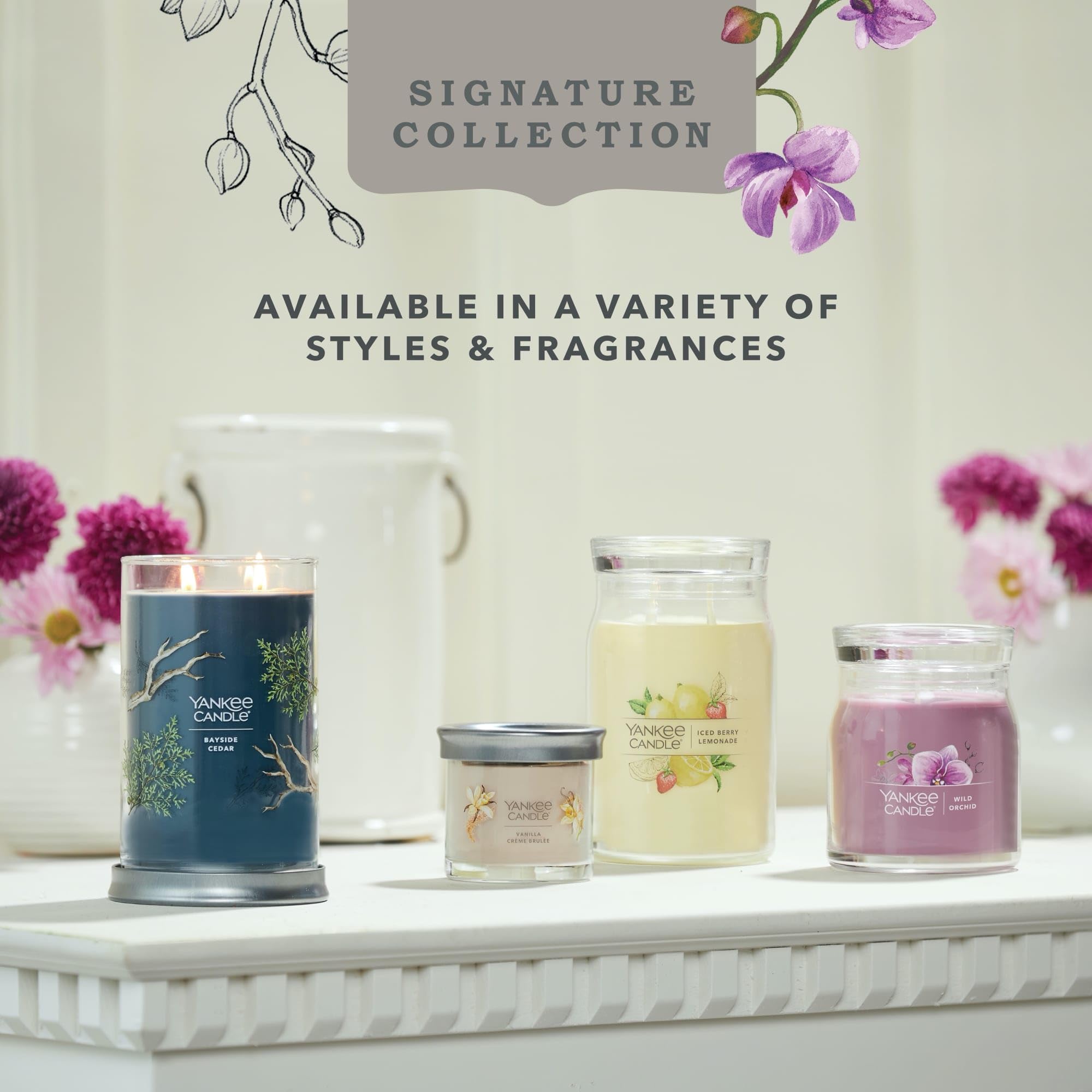 Yankee Candle Vela aromática de orquídea salvaje, tarro mediano de 13 onzas, con 2 mechas, más de 35 horas de tiempo de combustión