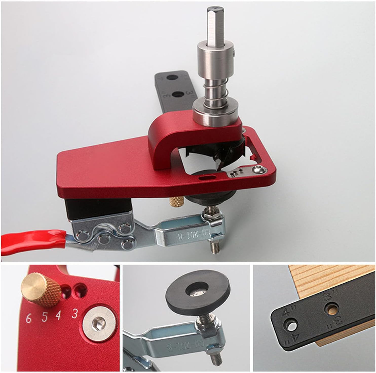 Garosa 35mm Hinge Jig, Aluminum Alloy Cabinet Door Hinge Drilling Tool with Adjustable Press Plate for Precise 5mm Edges to Hole Spacing