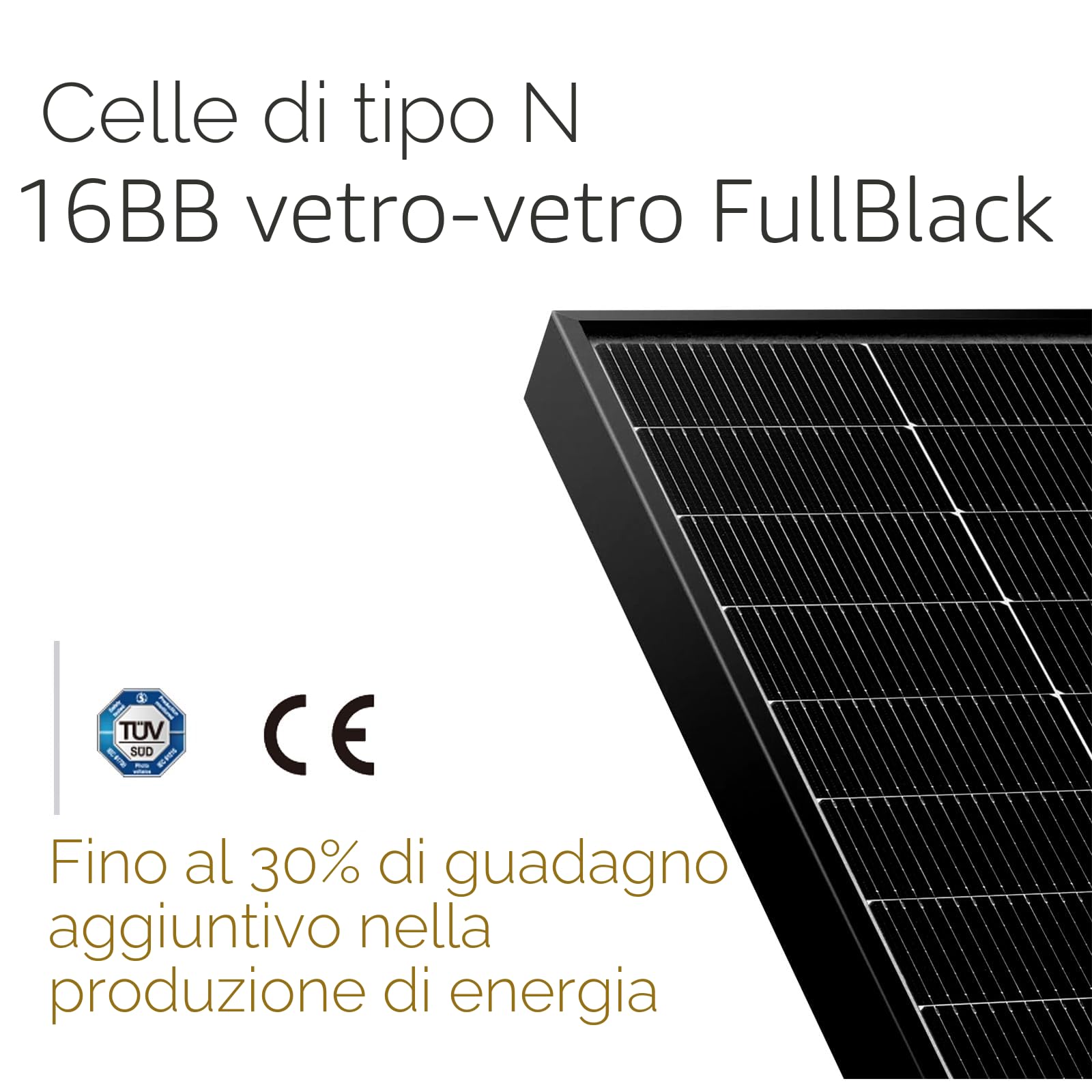 JA Solar® Pannello solare bifasico monocristallino, 440 W, Black Edition, ideale per camper, casette da giardino, barche (Mono 440 W, 36 V, per sistemi PV da 24 V)