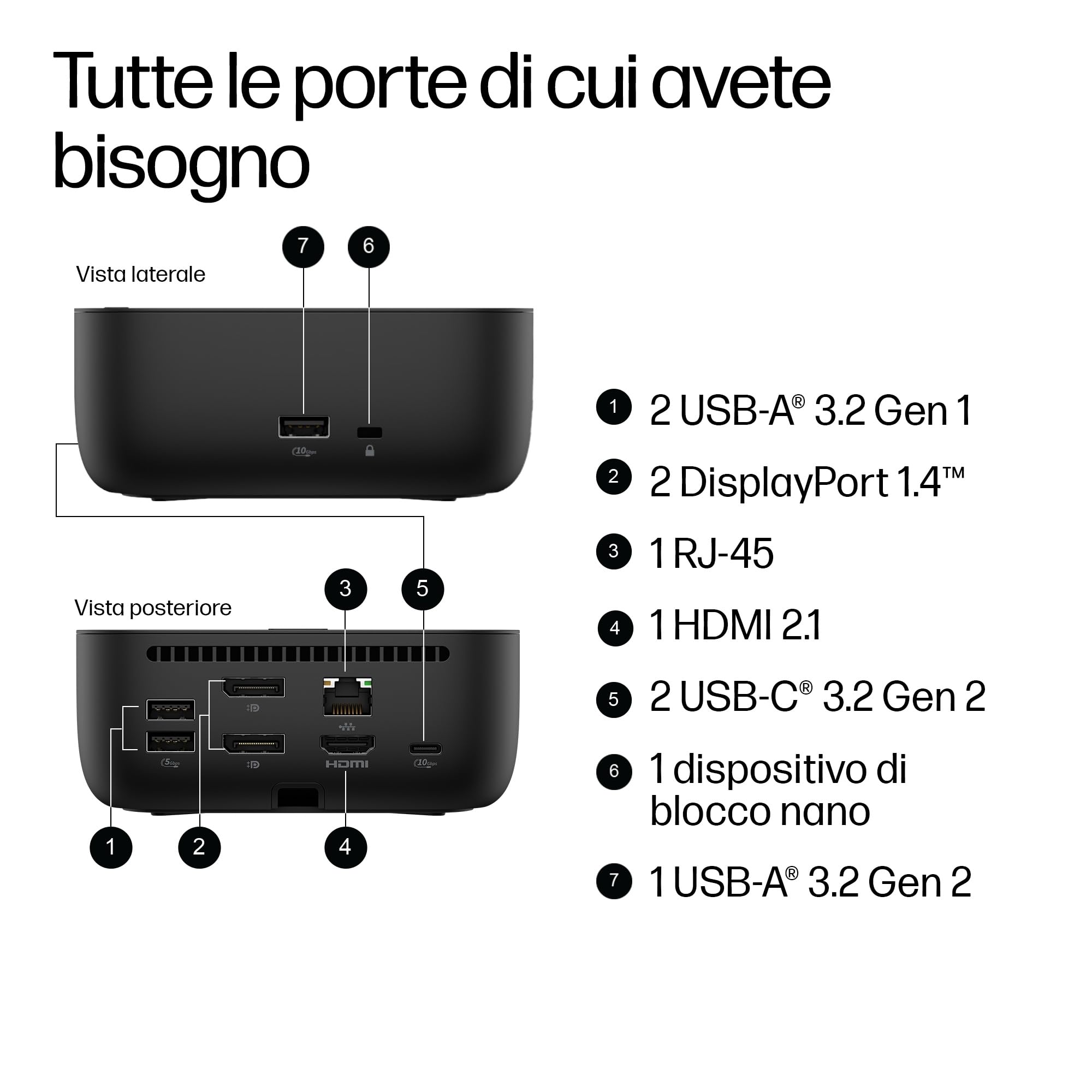 HP USB-C 100W G6 Dock Clr Bx w/Cbl ITL - Abba (Amazon Only)