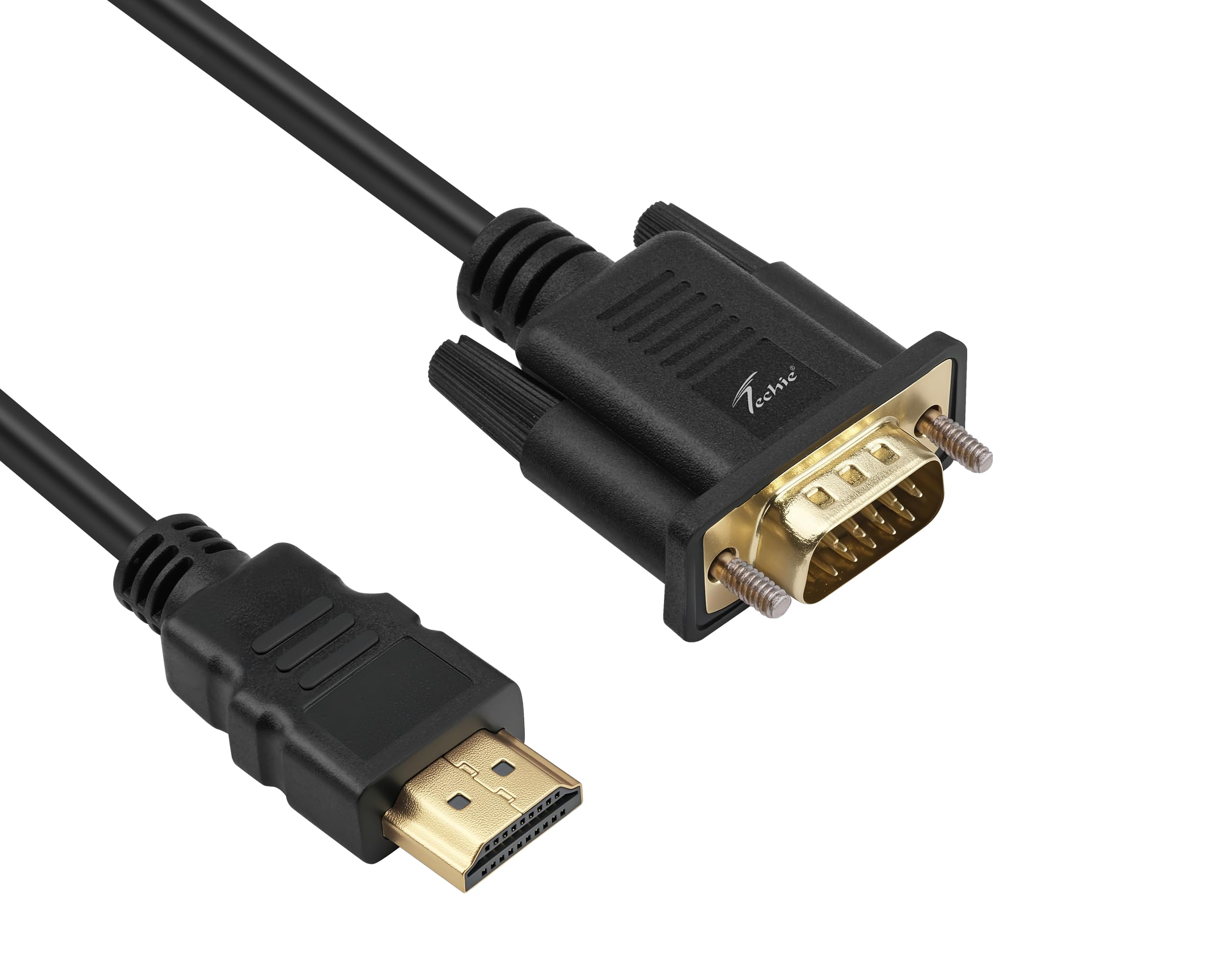 Techie HDMI to VGA Cable 1.8m Full HD 1080p 60Hz Display Adapter Cable Plug-and-Play Digital to Analog Converter, HDMI (Male) to VGA (Male) Video Adapter with 24K Gold-Plated Connectors (Black)-image-35