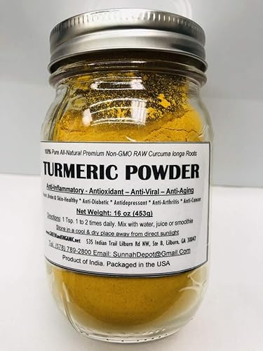 Cúrcuma Raíz en polvo de tierra Curcuma Longa Tumeric Bulk 1 lb16 oz Superfood antioxidante rico calidad premium Haldi Glass Jar GREENandORGANIC