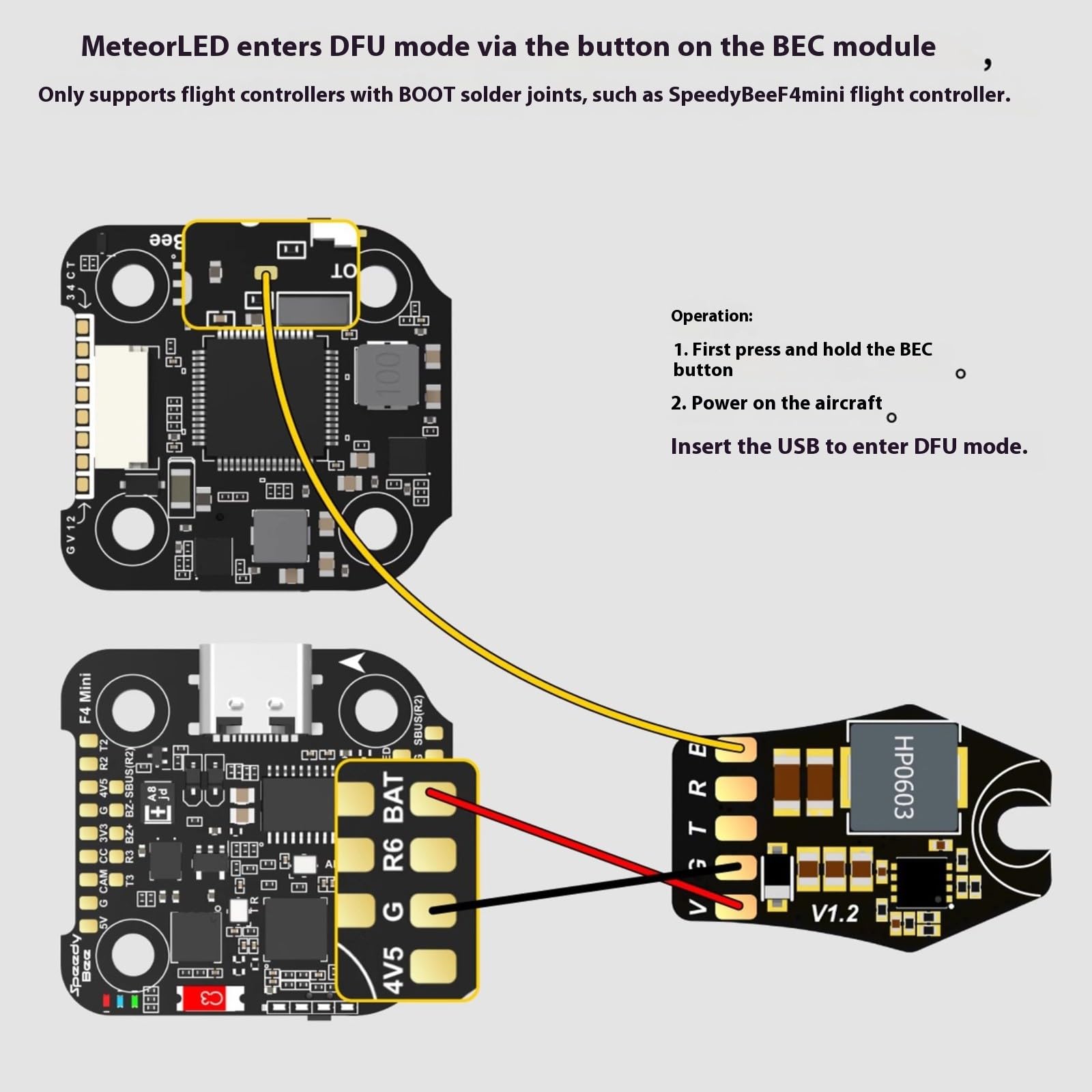SpeedyBee - Tiras de luz LED inalámbricas ajustables de color para drones FPV con efectos personalizables