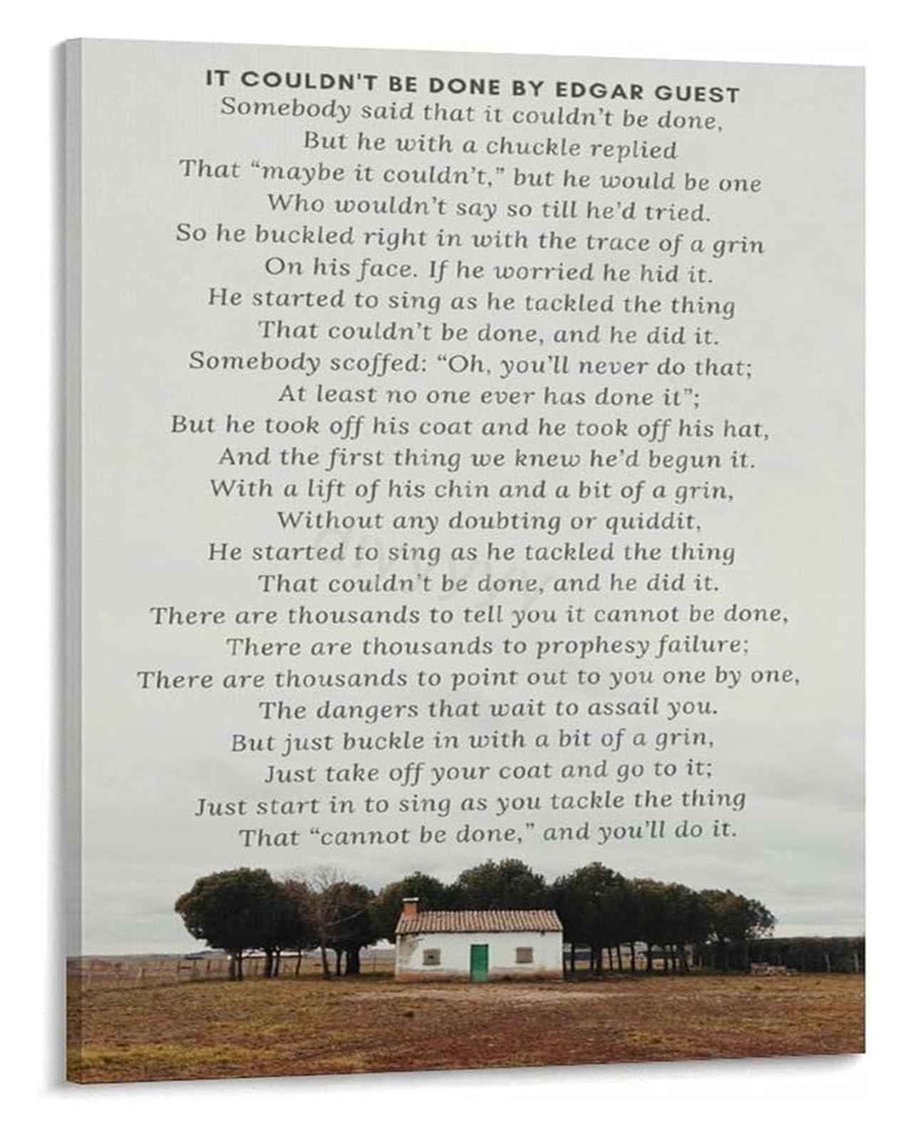 NWPNLXEA It Couldn't Be Done Motivational Poem Poster Believe In Yourself Canvas Art for Living Room Bedroom Gym Home Decor