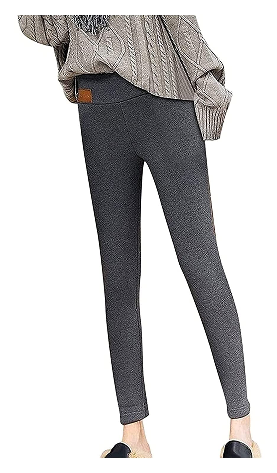 GOUJIAN Leggings Chauds En Polaire Pour Femmes Automne Et Hiver Collants Thermiques Pour Femmes Avec Intérieur En Polaire Taille Haute Doux (Color : Gray, Size : XL)