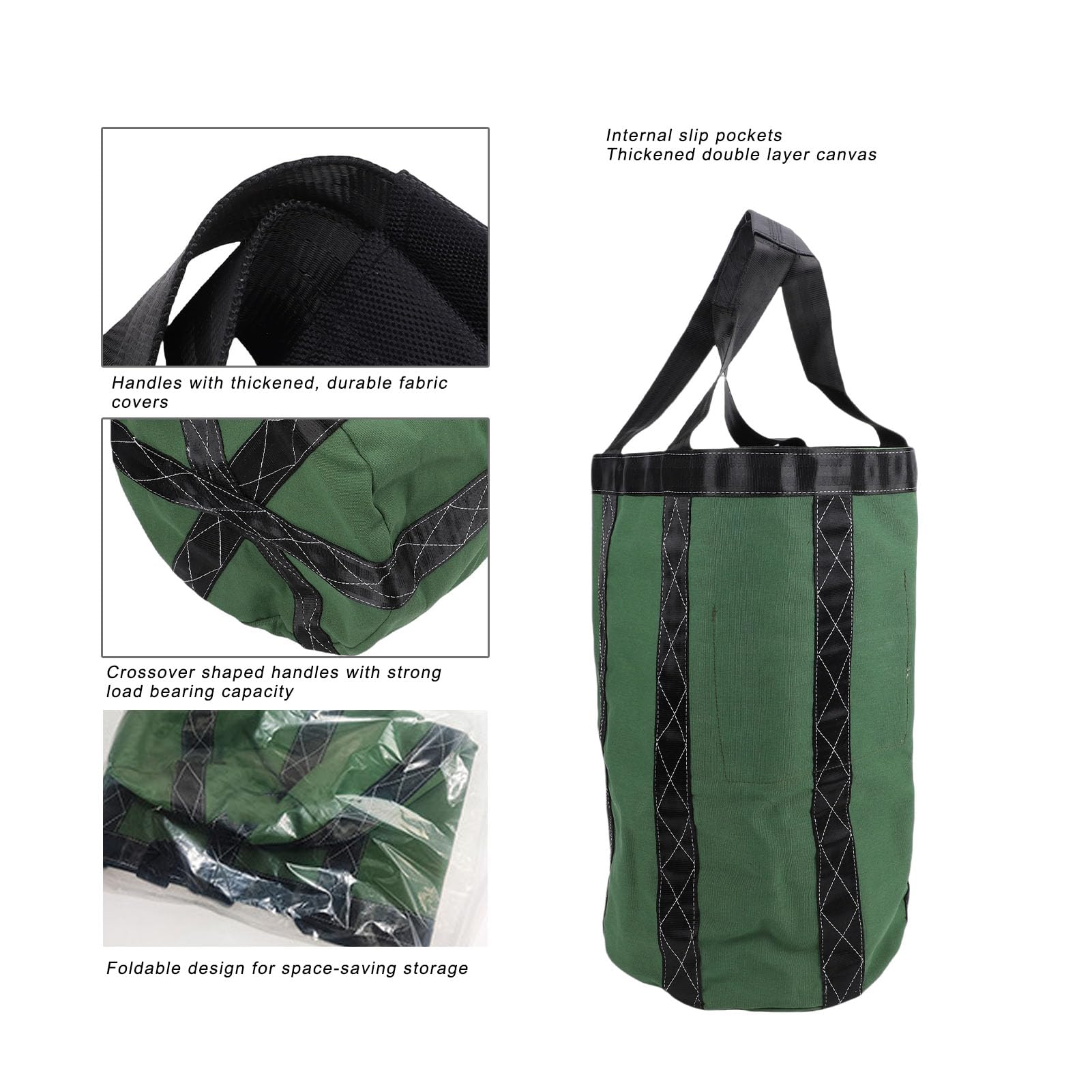 Yosoo Health Gear Secchio Porta Attrezzi in Tela Resistente, Borsa Multiuso con Base Rinforzata e Manico Ergonomico per Costruzioni, Giardinaggio, Uso Domestico, 60 X 35 Cm, capacità 50 kg.