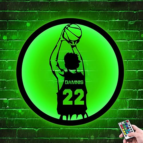 Miniatura 2 de Regalos personalizados de baloncesto para niños y niños, letreros de neón personalizados para decoración de pared, luces de neón deportivas, barra