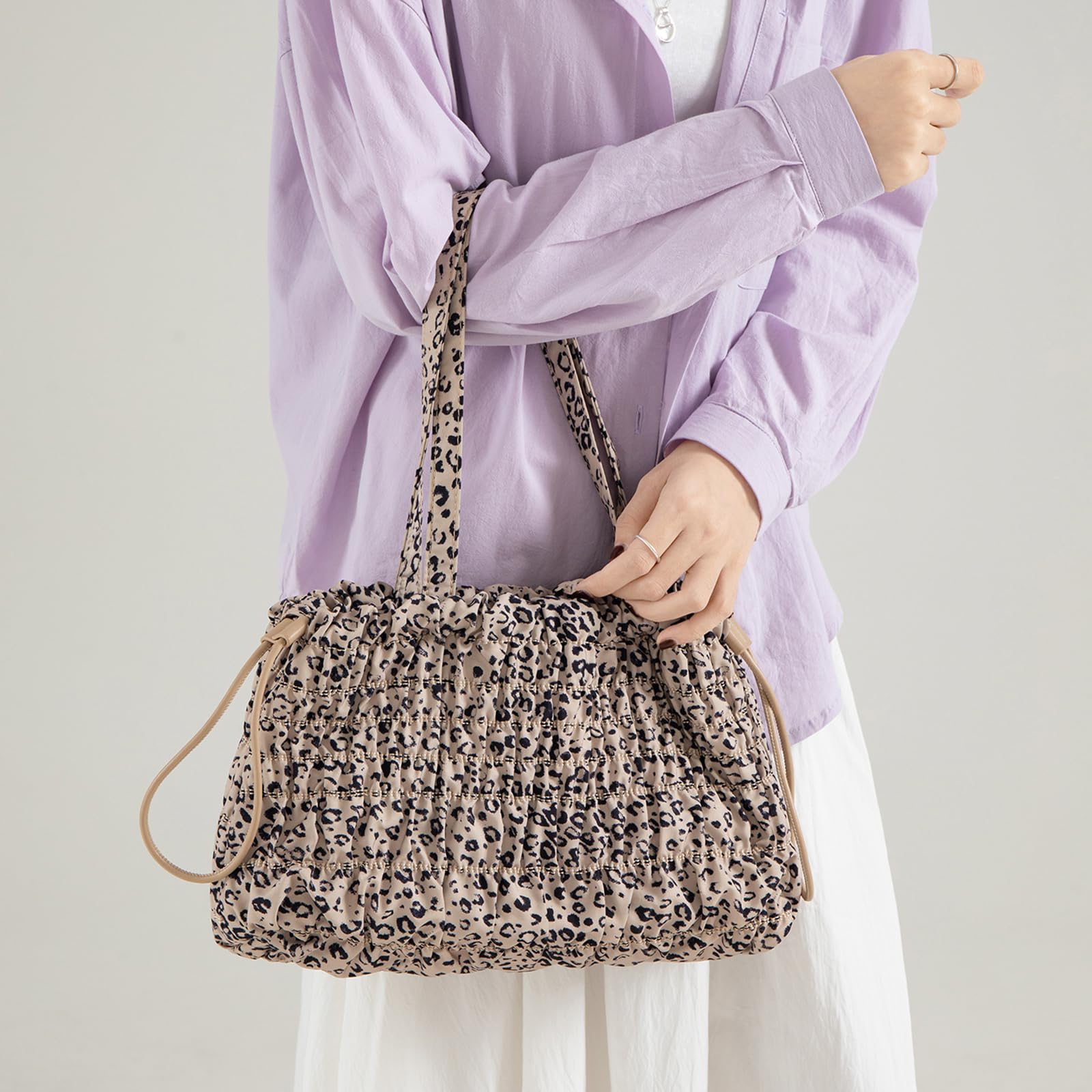 Bolso de hombro plisado versátil para mujer de gran capacidad