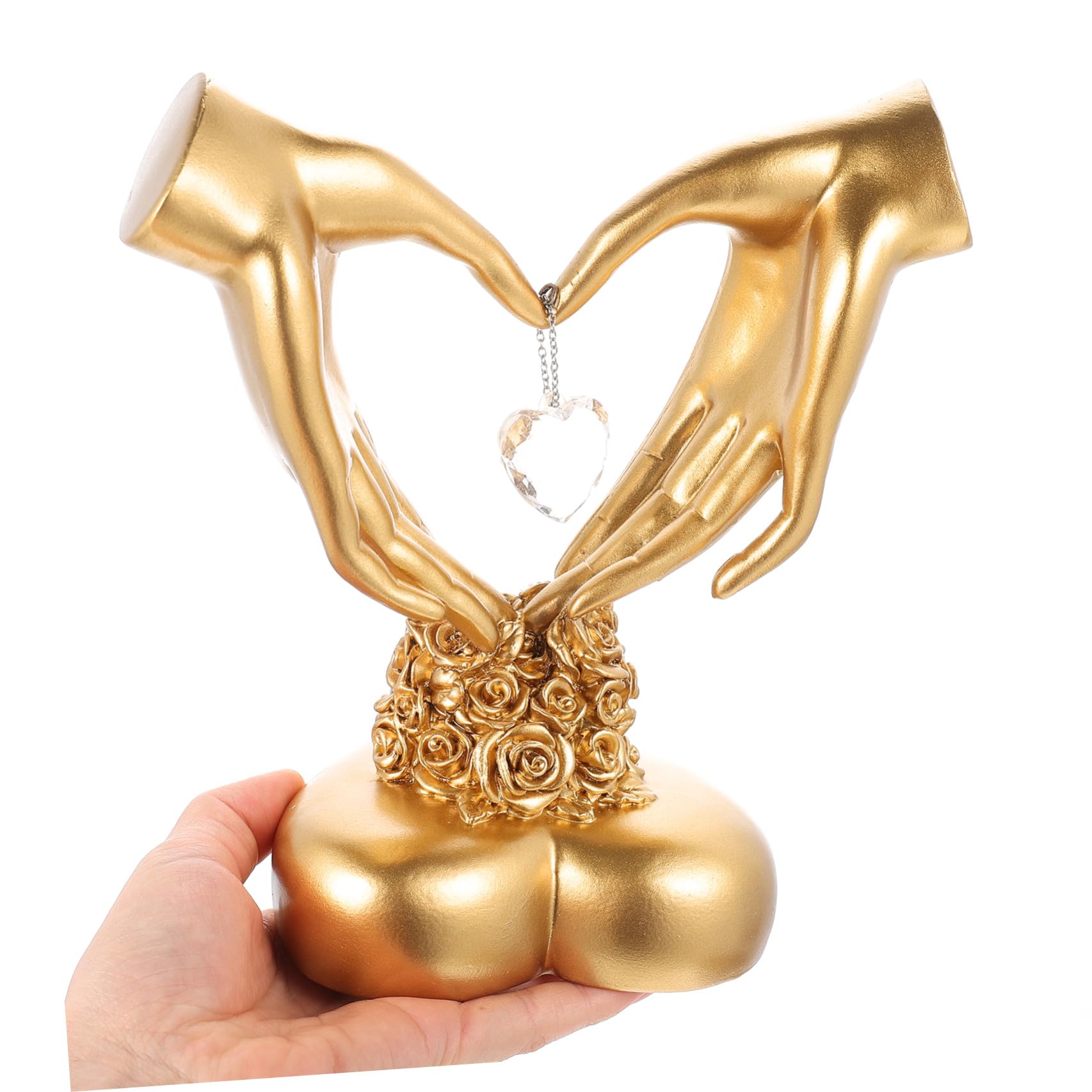 Amosfun Herzfigur aus Kunstharz Hochzeit Deko mit Rutschfesten Pads Leichtes Jubiläumsgeschenk für Valentinstag und Wohnraum